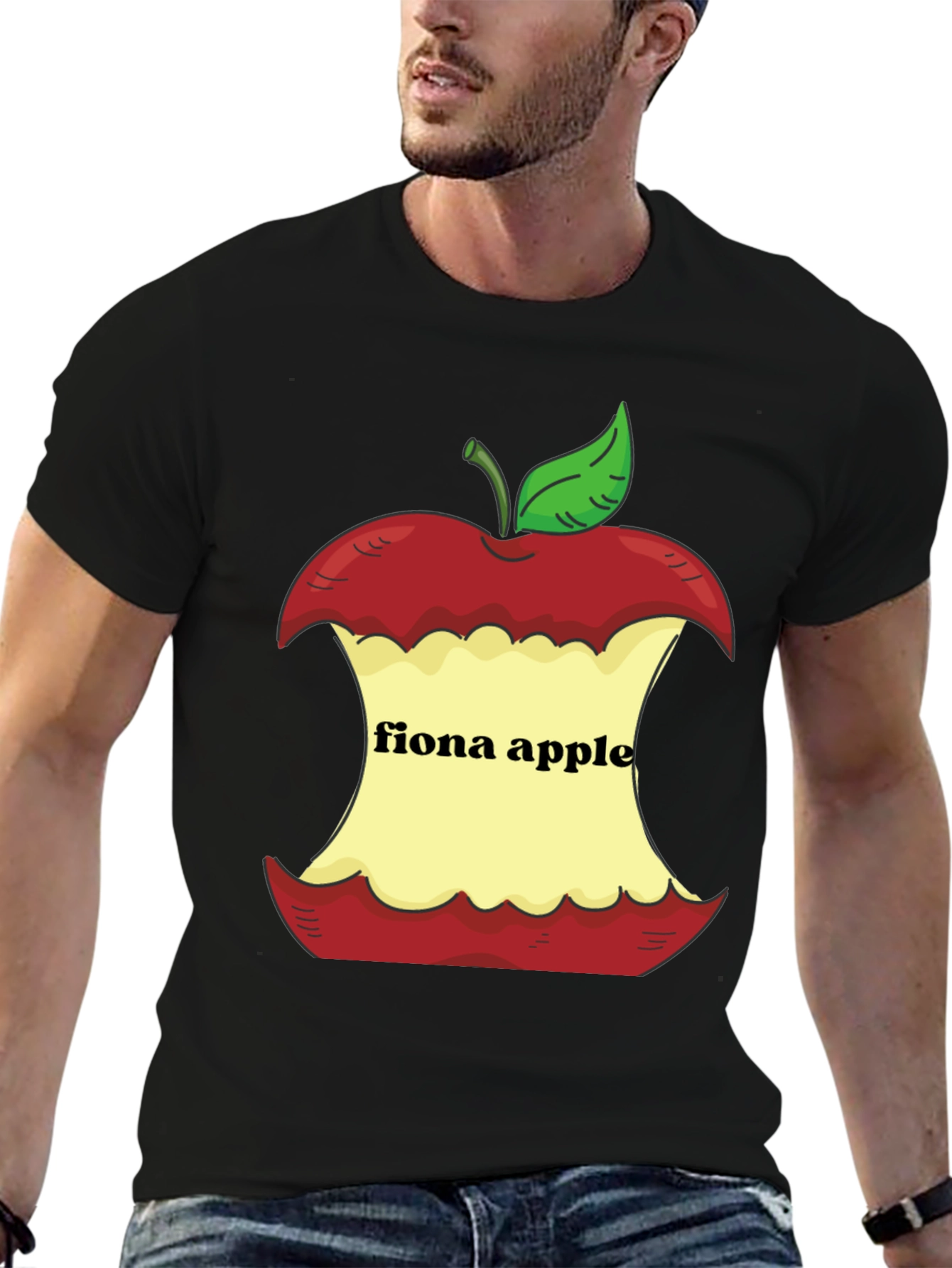 Black Fiona Apple Core Graphic Tee - Black Cotton Casual view 6