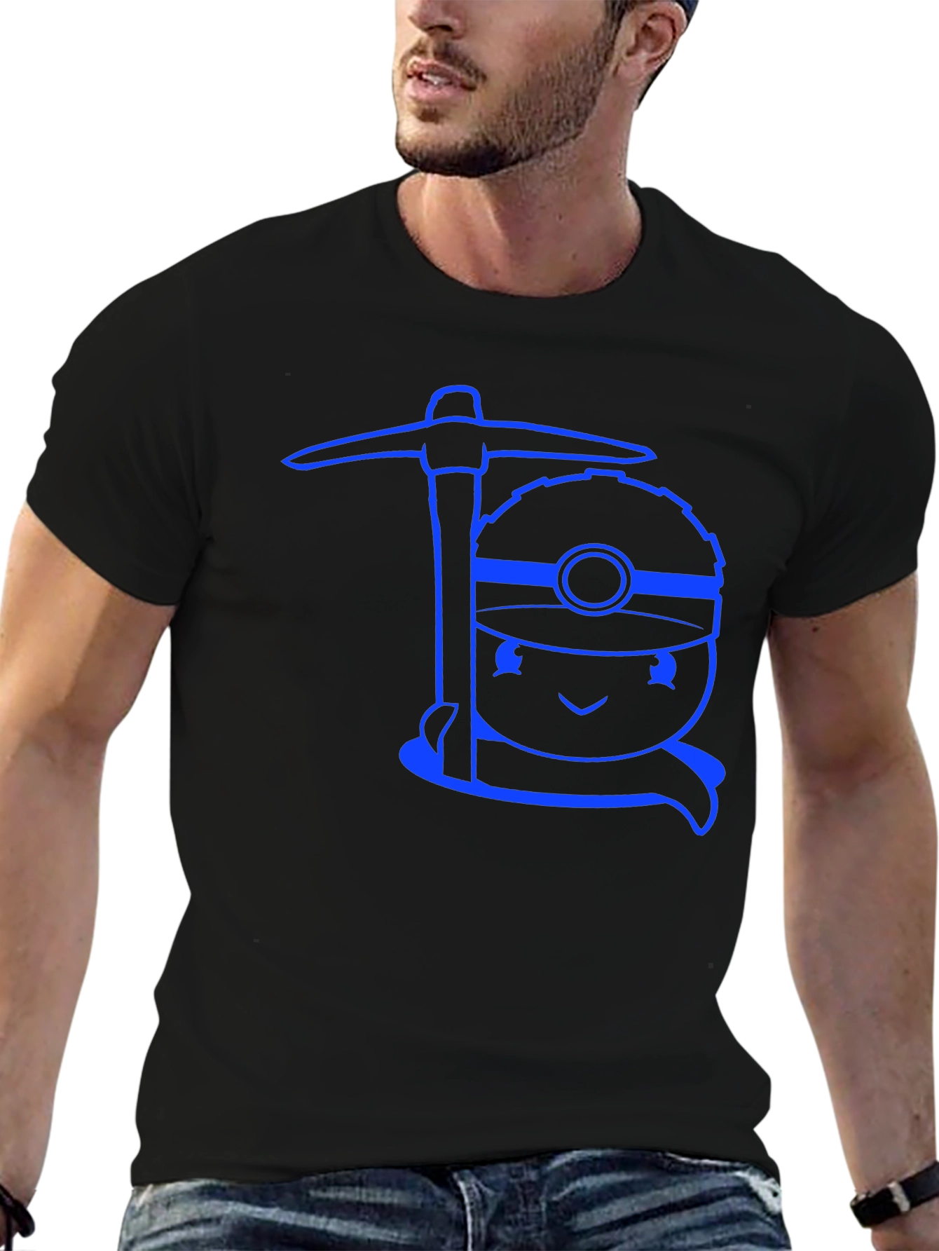 Black Miner Character Graphic T-Shirt - Black view 6
