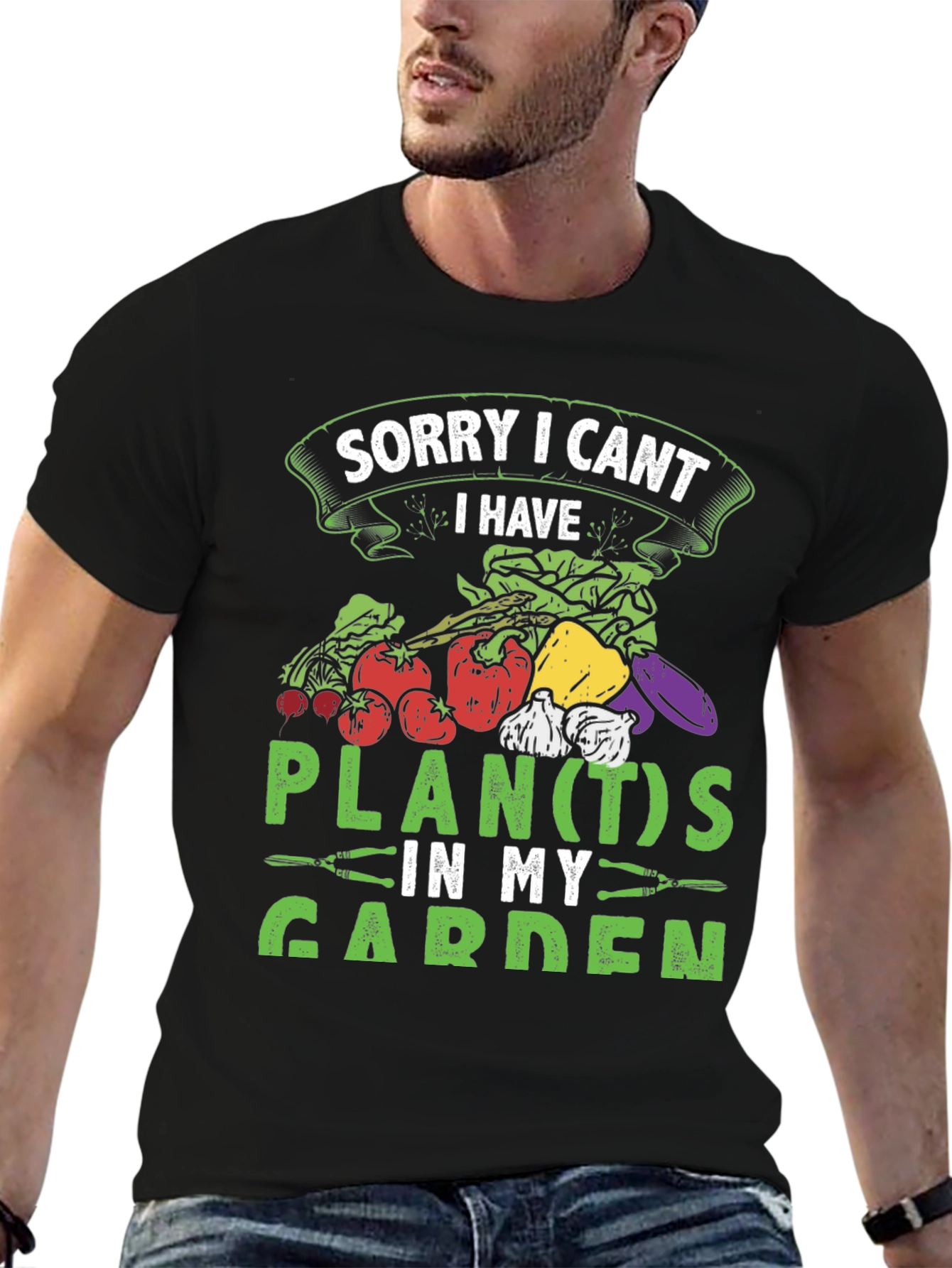 Black Funny Gardener T-Shirt - Plants in My Garden Tee view 6