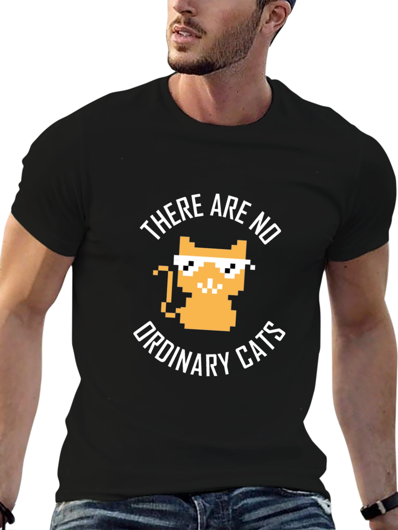 Black There are no ordinary cats t-shirt view 6