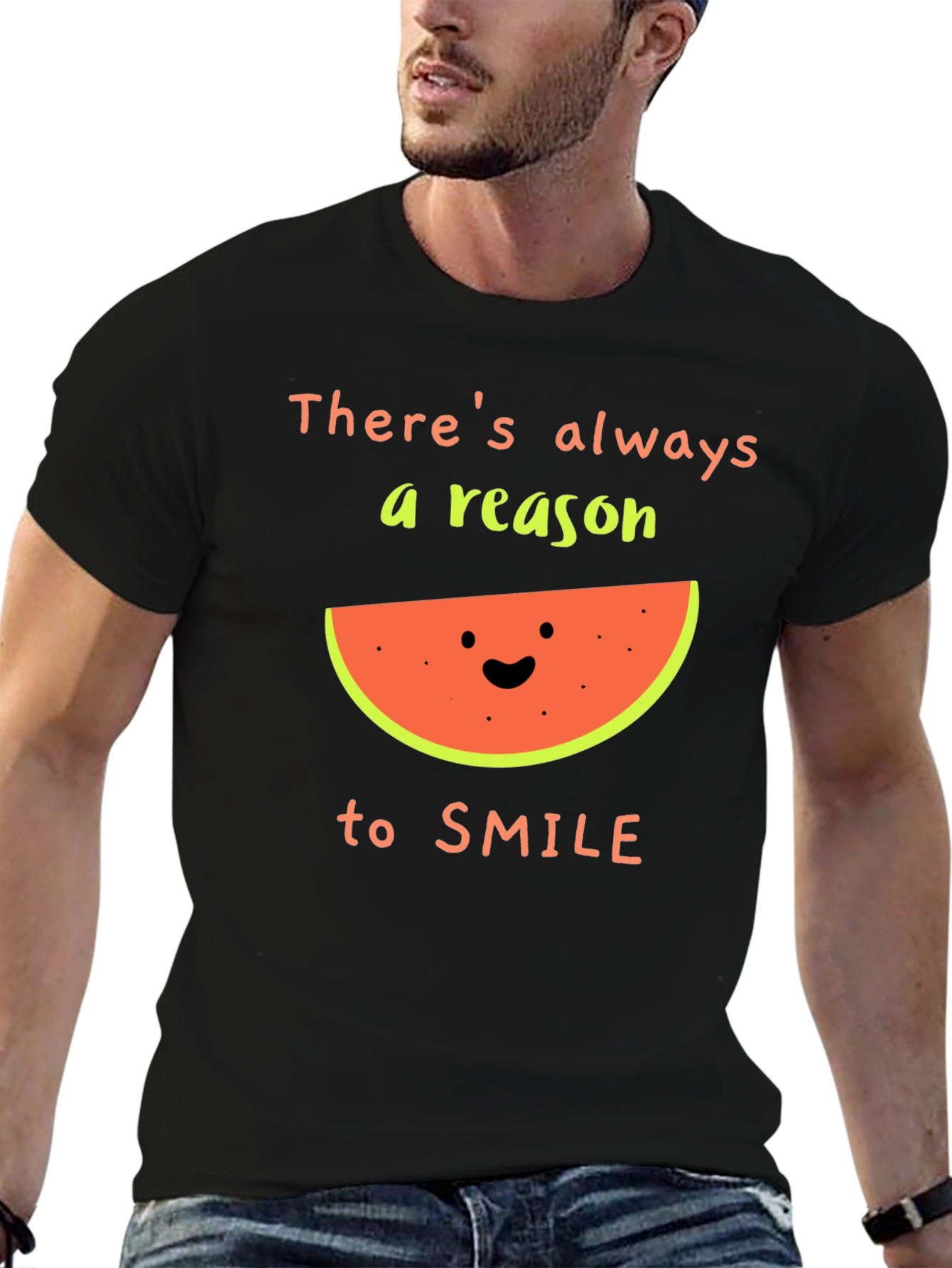 Black There's Always a Reason to Smile Graphic Tee view 6