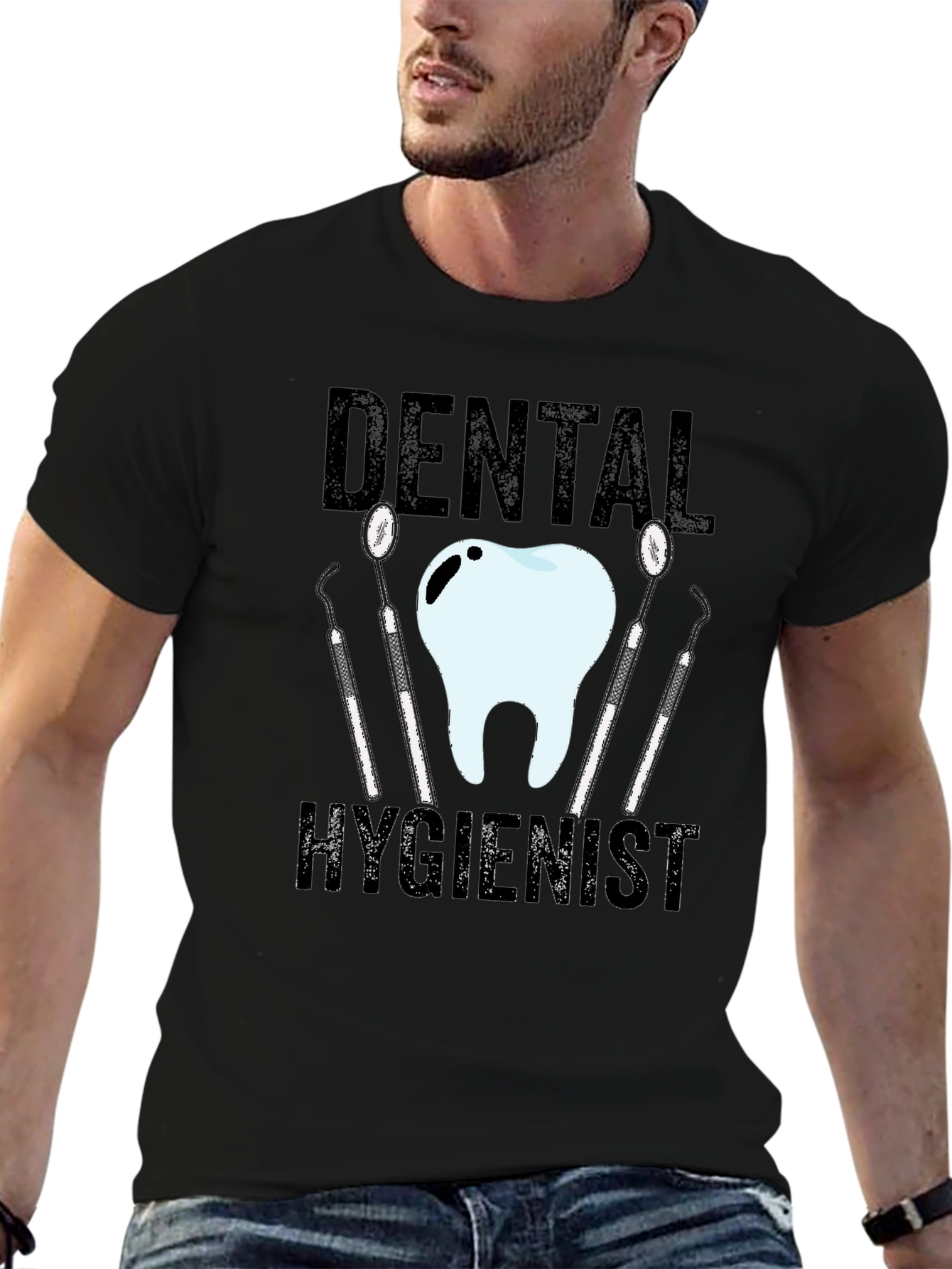 Black Dental Hygienist T-Shirt - Funny Dentist Tee view 6