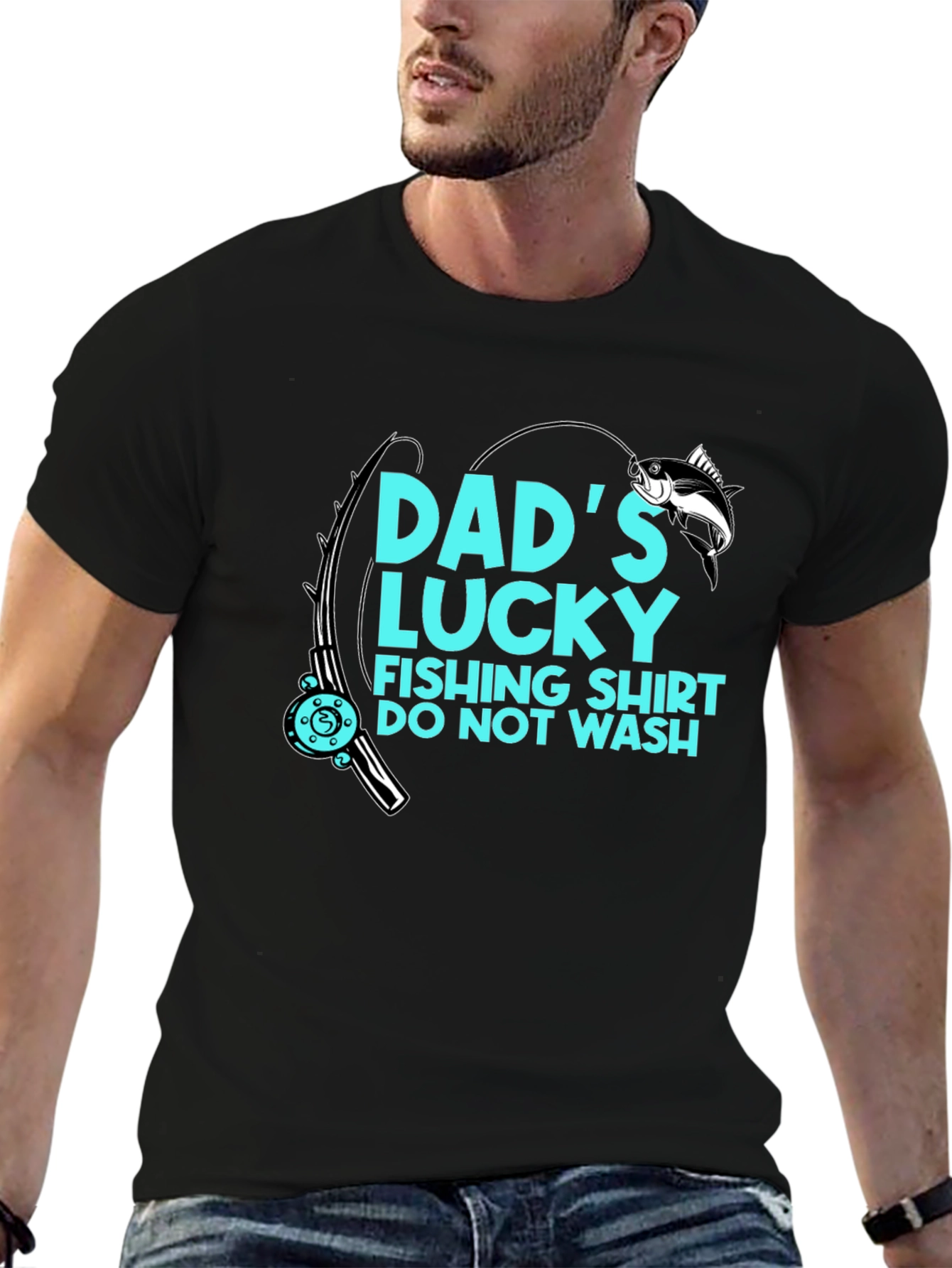 Black Dad's Lucky Fishing Shirt - Do Not Wash! view 6