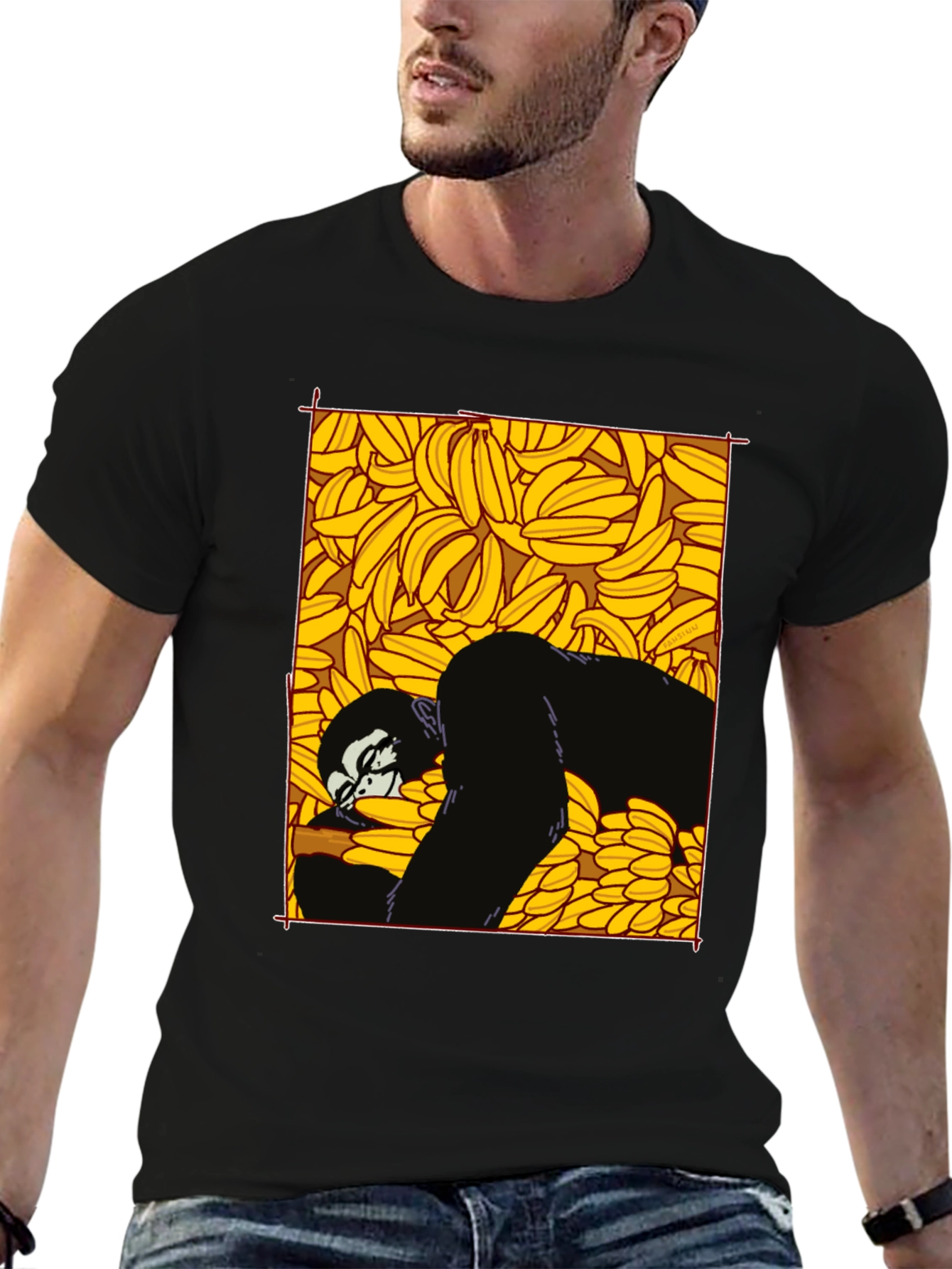 Black Banana Gorilla Graphic Tee - Unique Black T-Shirt view 6