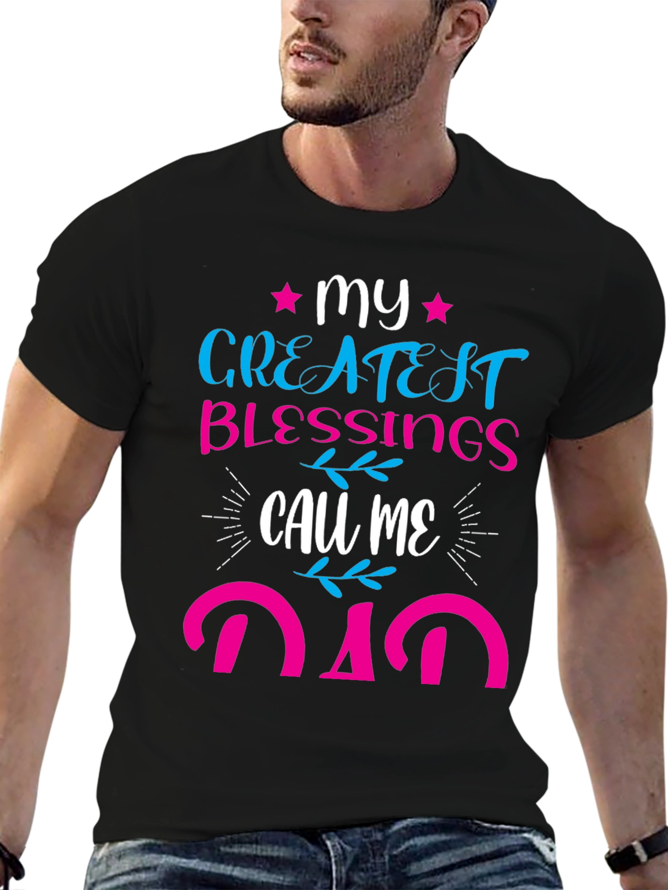 Black My Greatest Blessings Call Me Dad T-Shirt view 6