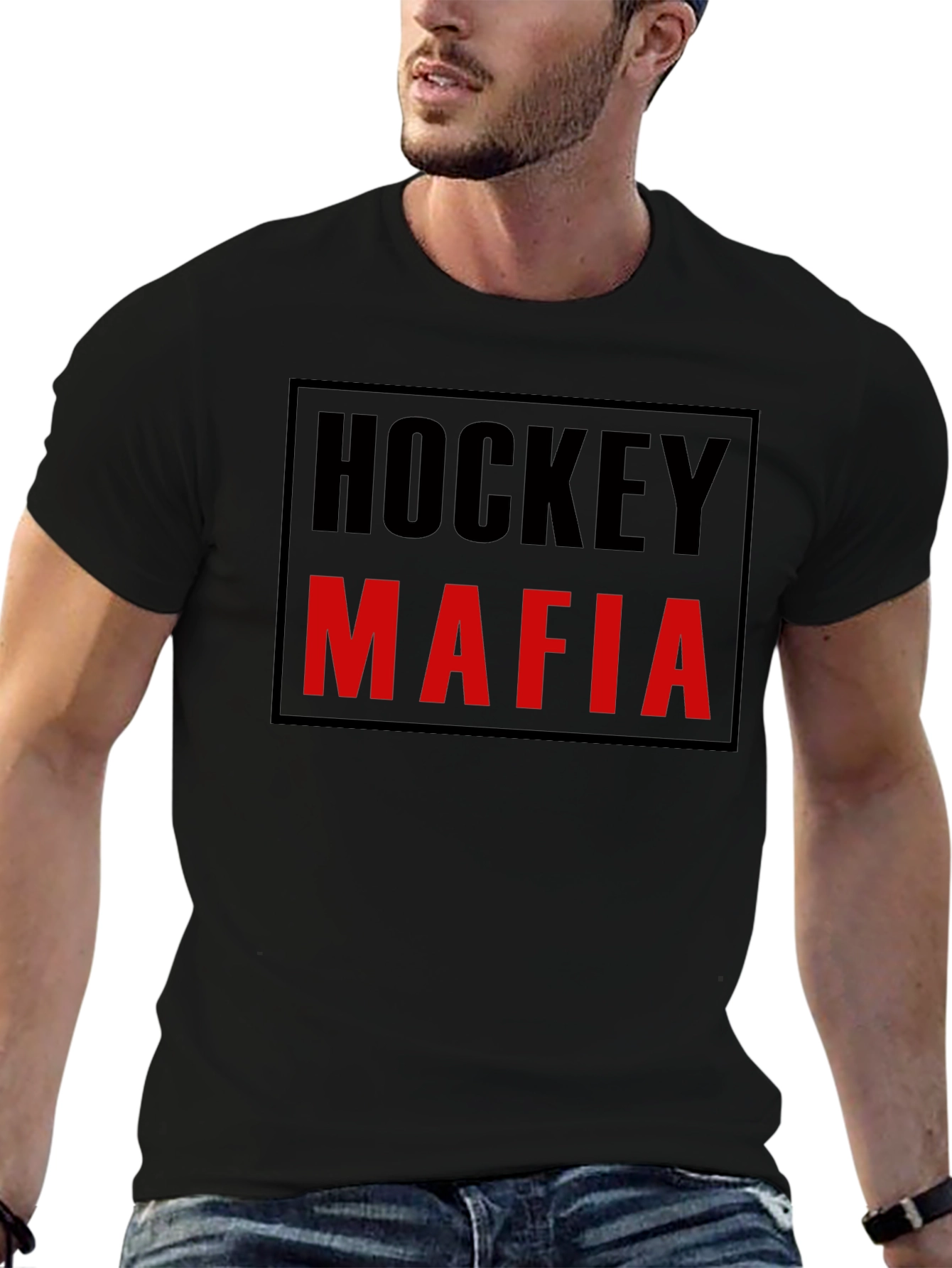 Black Hockey Mafia Black T-Shirt view 6
