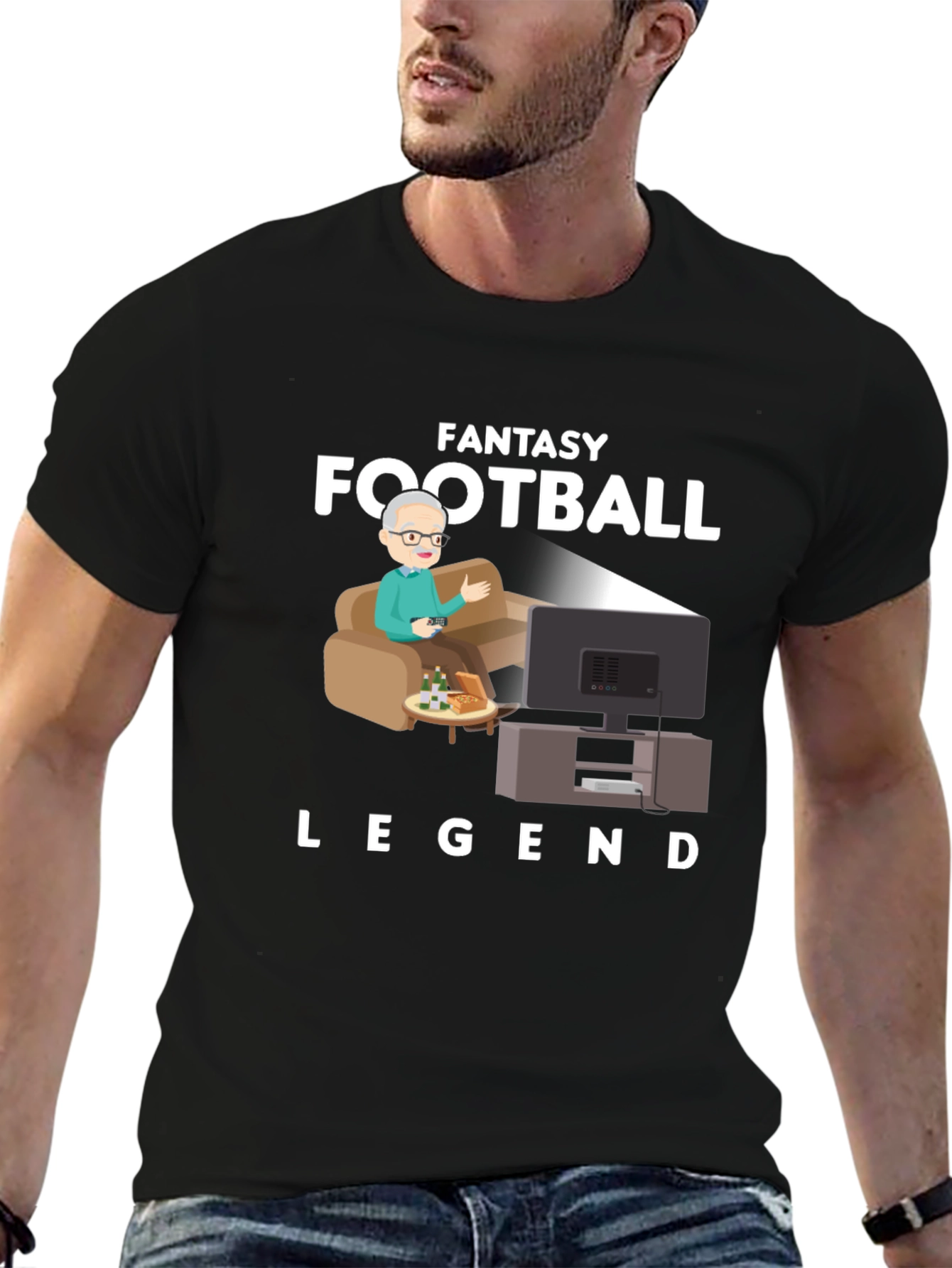 Black Fantasy Football Legend T-Shirt view 6