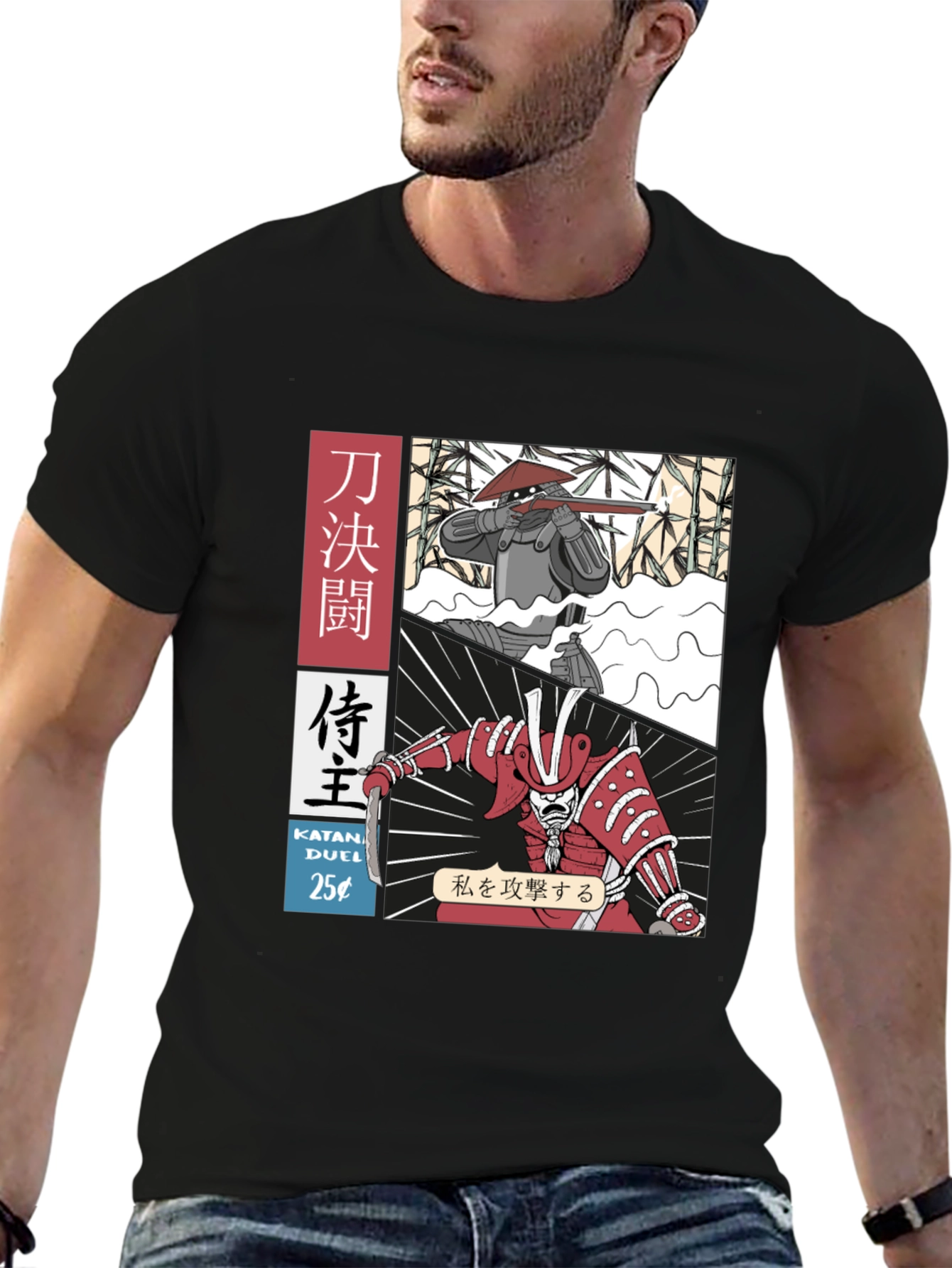 Black Samurai Duel Graphic Tee - Black view 6