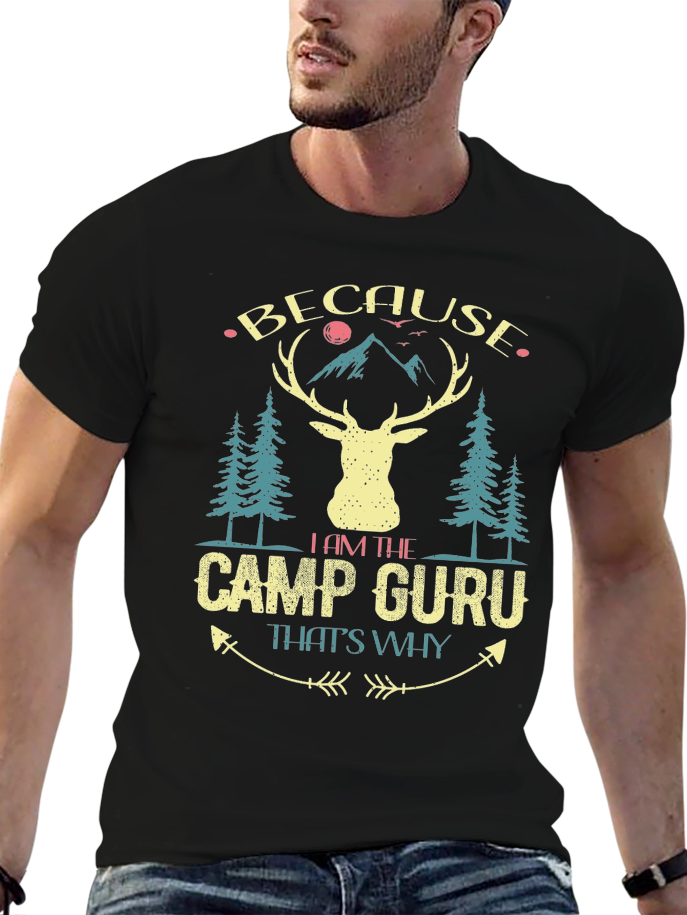 Black Camp Guru Deer Graphic Tee view 6