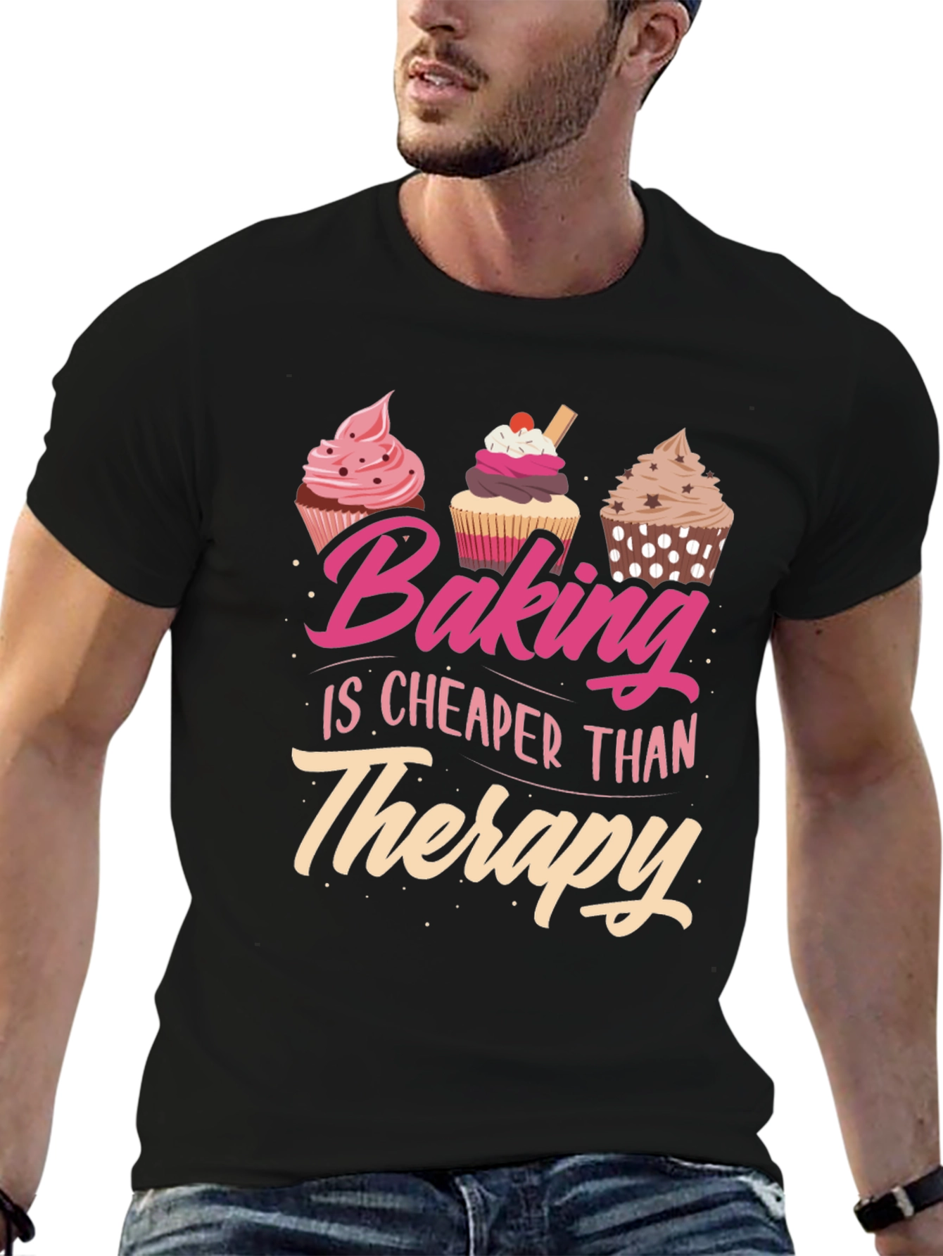 Black Baking is Cheaper Than Therapy T-Shirt view 6