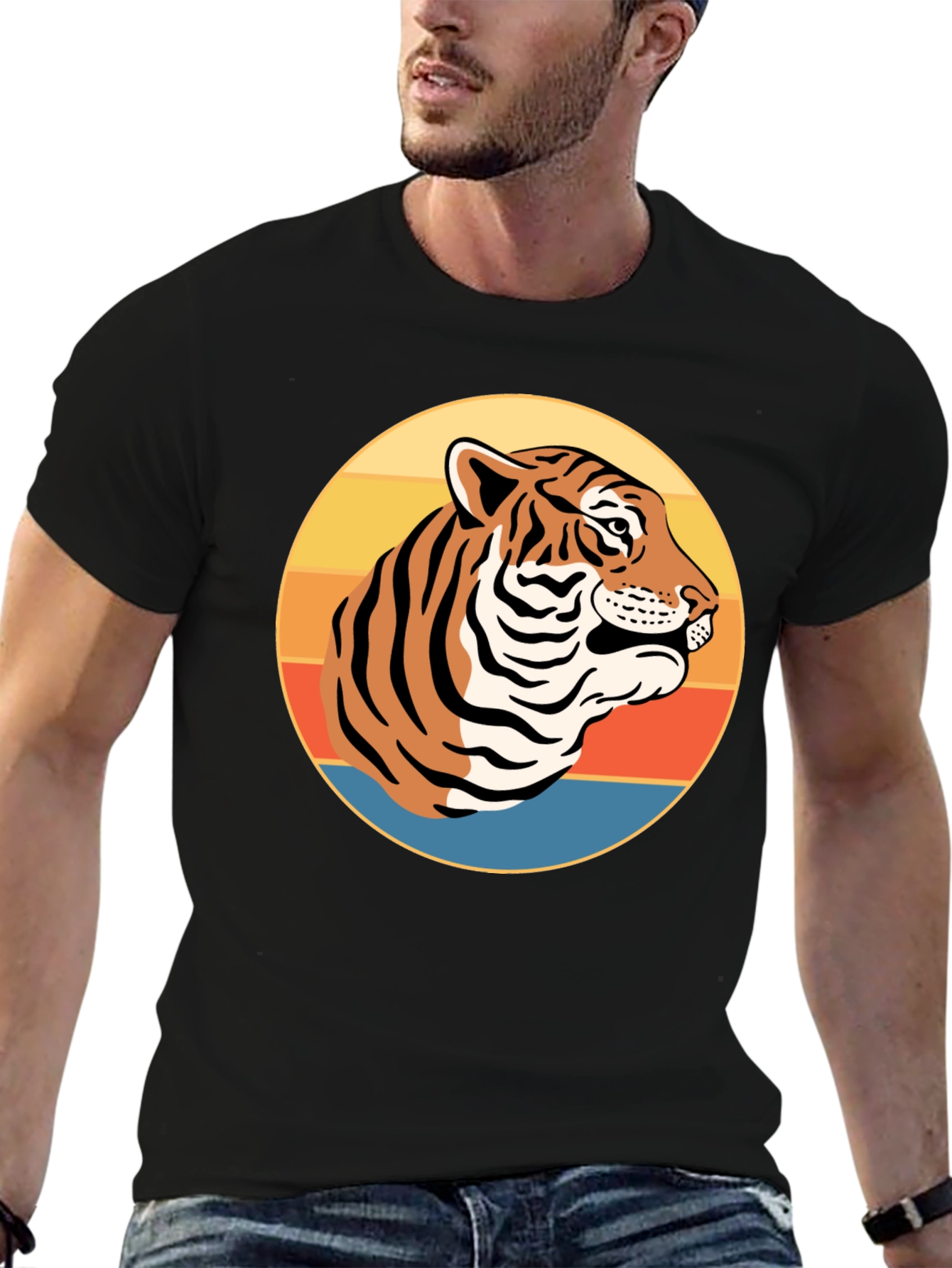 Black Retro Tiger Graphic T-Shirt - Vintage Style Tee view 6