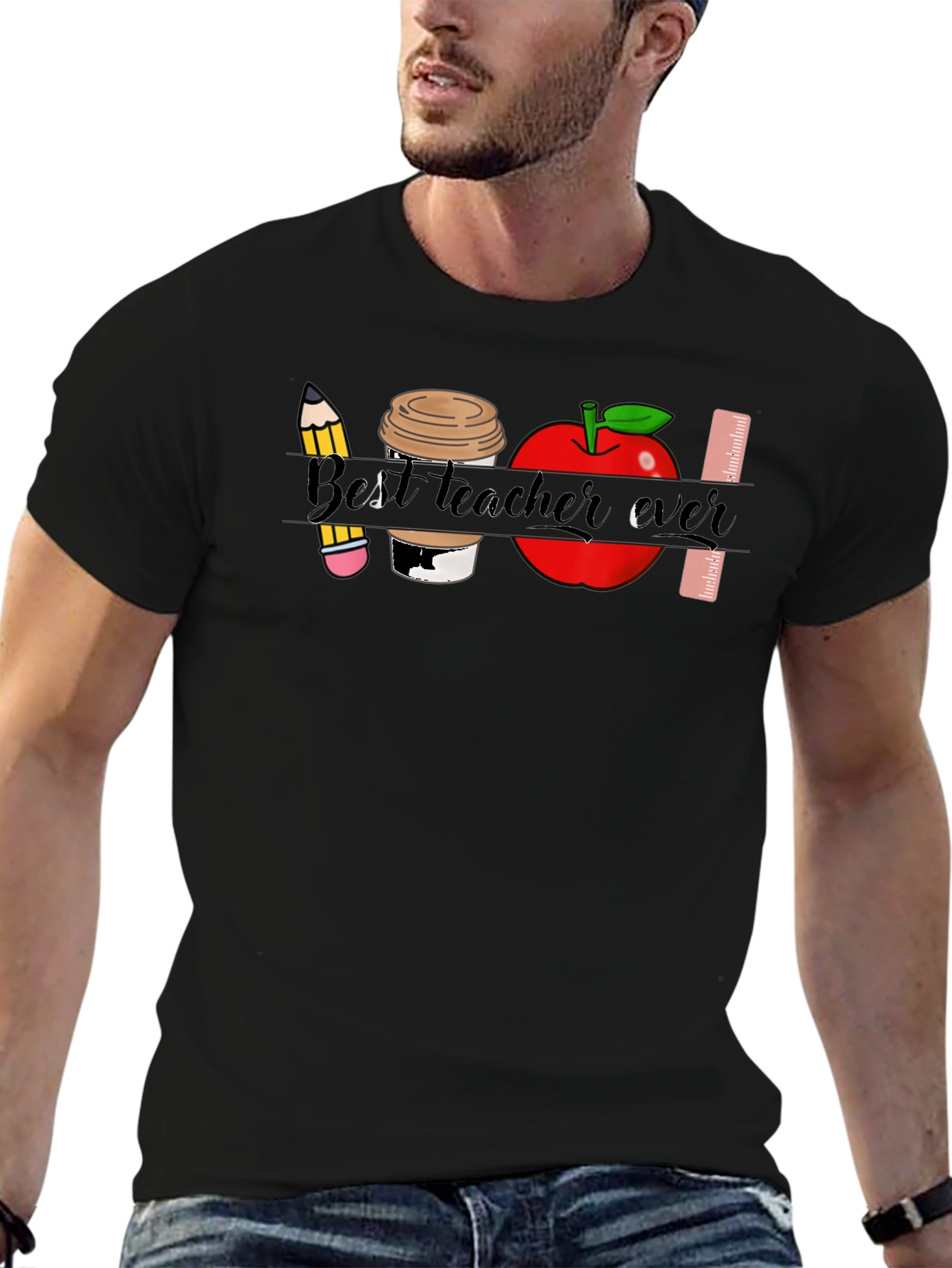 Black Best Teacher Ever T-Shirt view 6