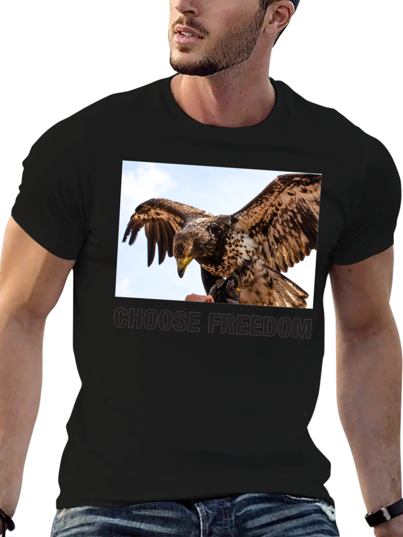 Black Choose Freedom Eagle Graphic Tee view 6