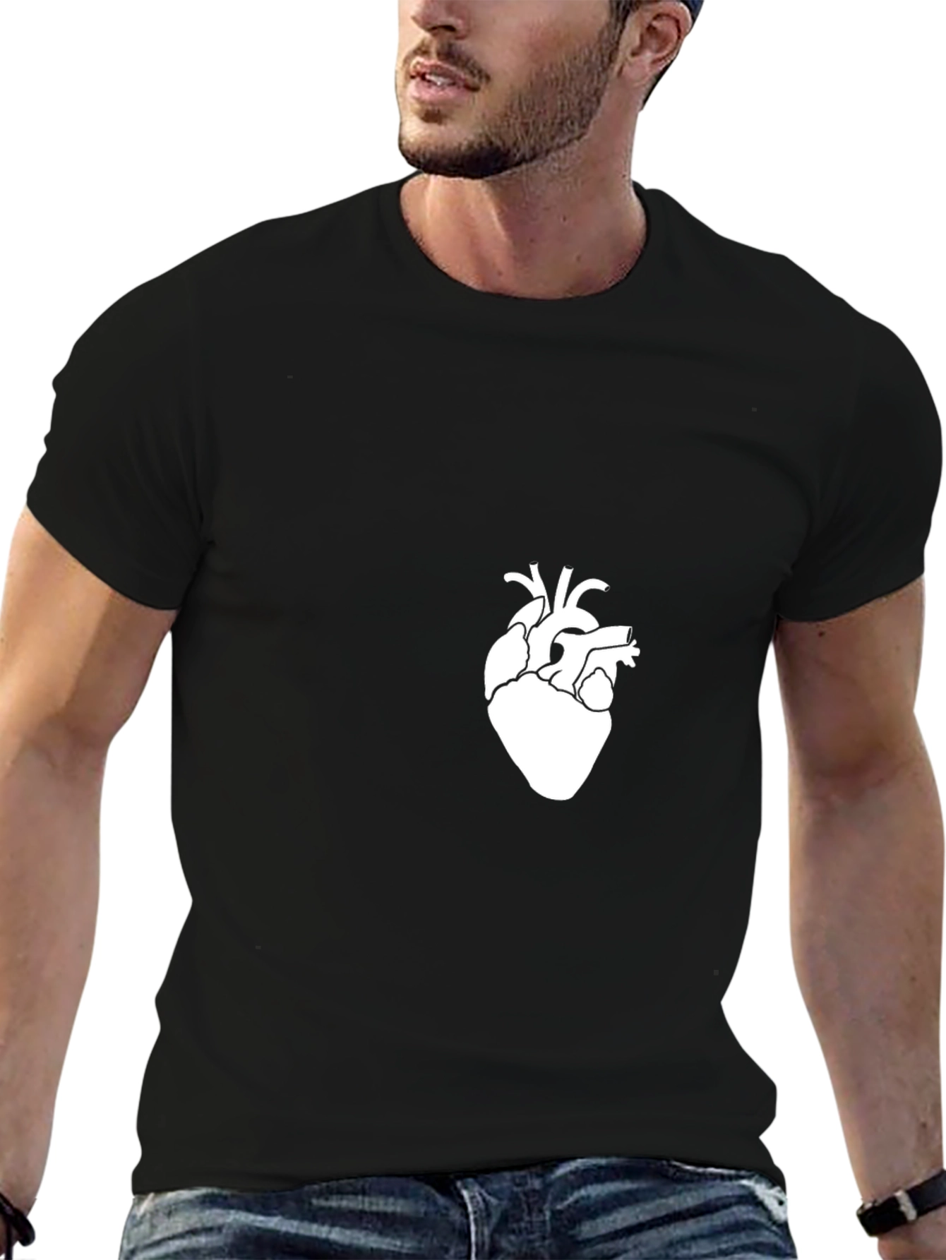 Black Anatomical Heart Graphic Tee - Modern Style view 6