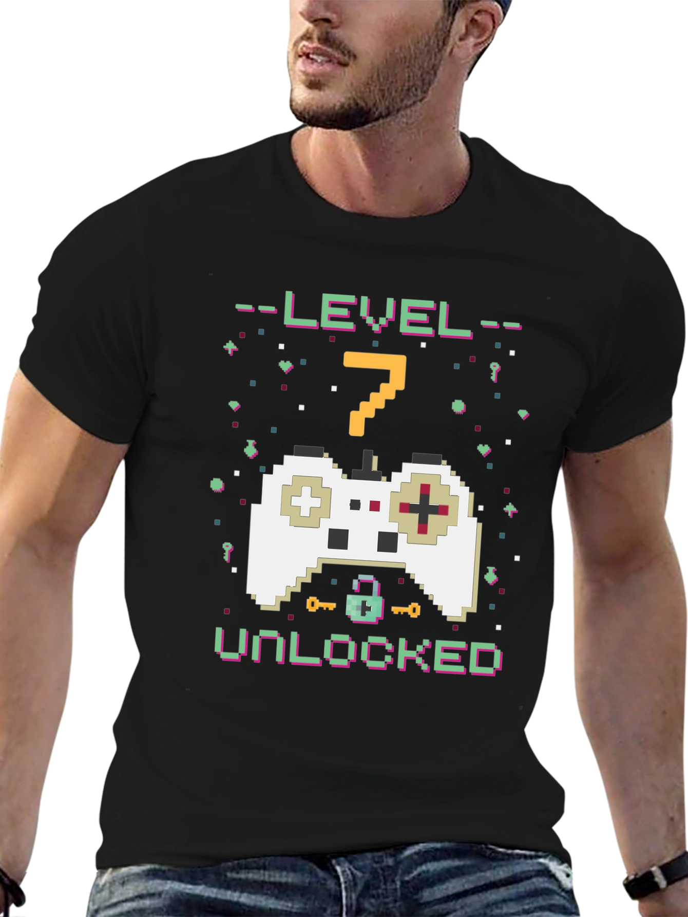 Black Level 7 Unlocked Gamer T-Shirt view 6