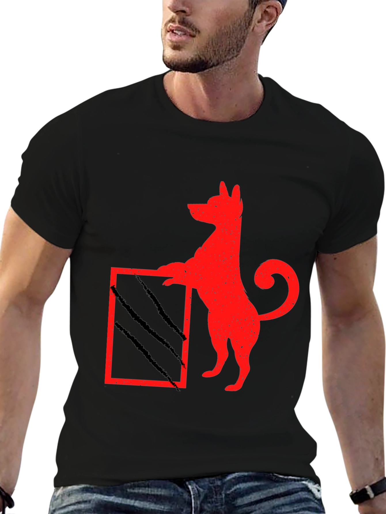 Black Dog Scratch Box Tee - Quirky Graphic T-Shirt view 6