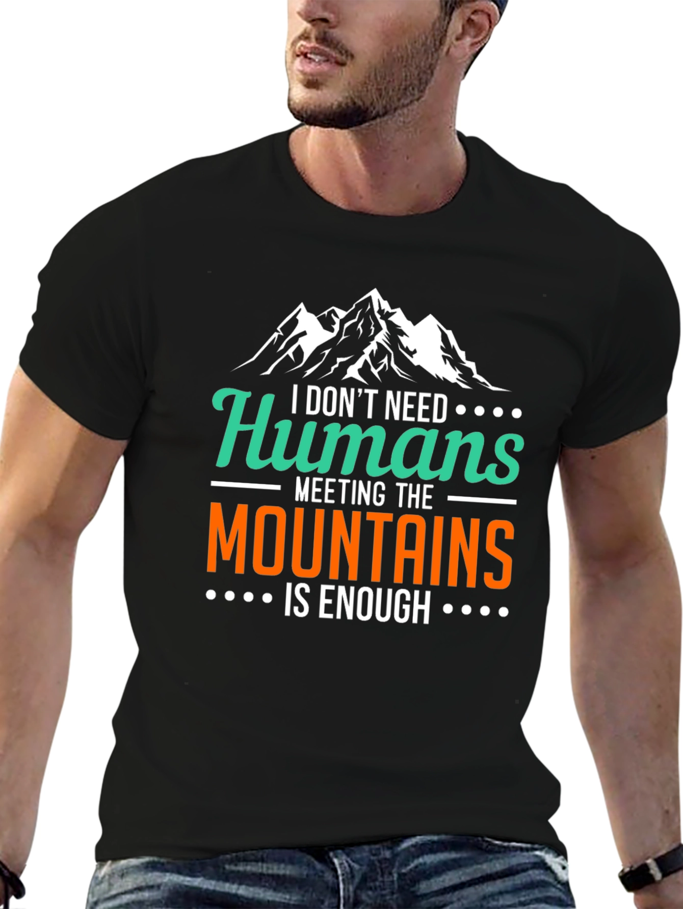 Black Mountain Lover Graphic Tee - I Don't Need Humans view 6