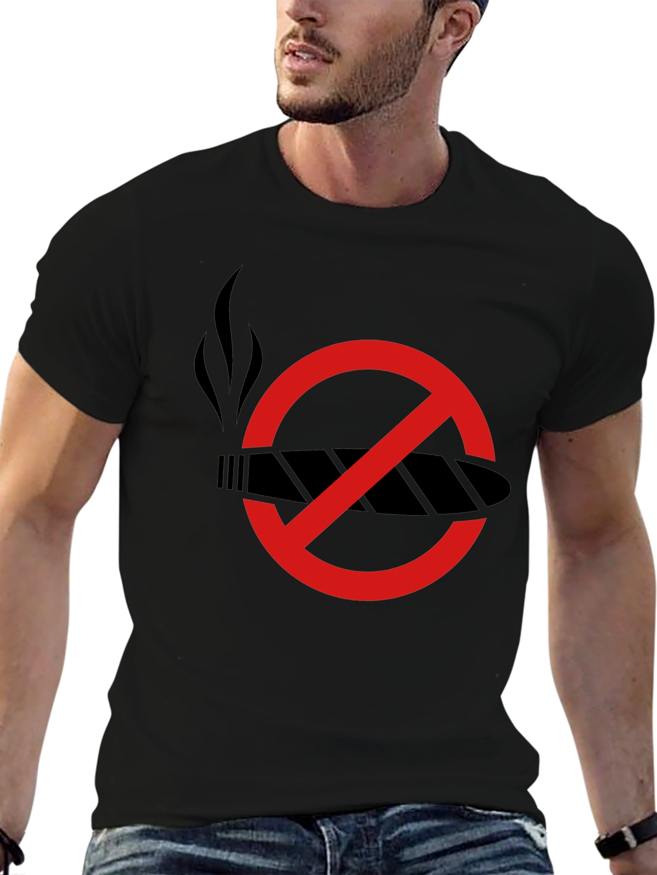 Black No Smoking Black Graphic Tee view 6
