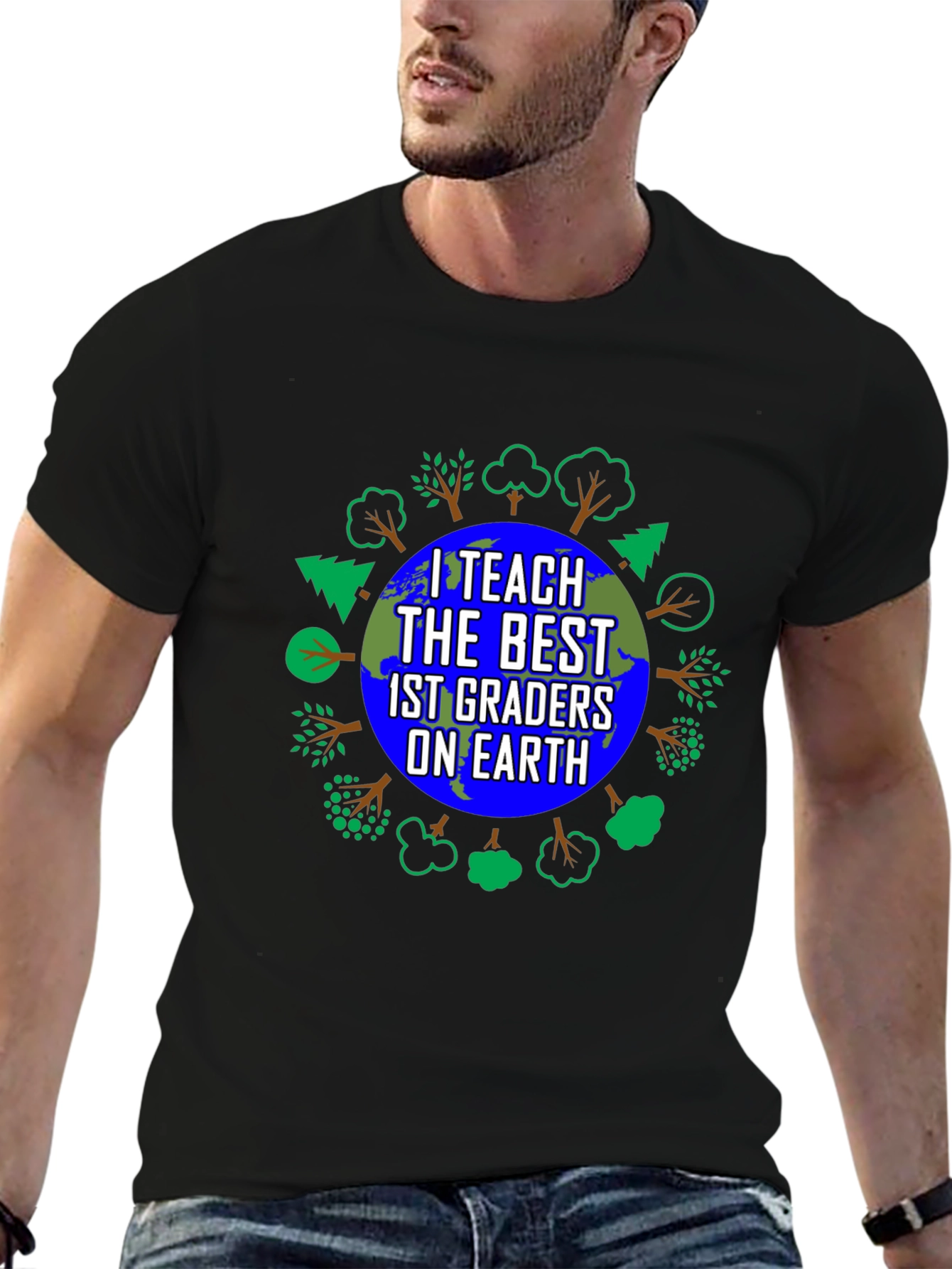 Black I Teach the Best 1st Graders on Earth T-Shirt view 6