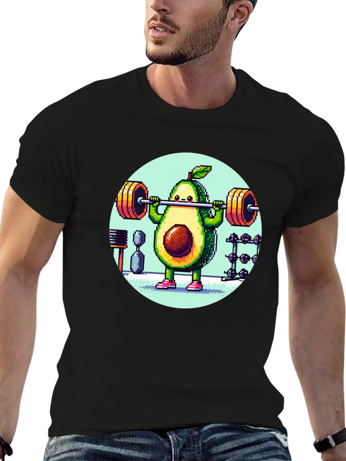 Black Avocado Gym T-Shirt - Funny Workout Tee view 6