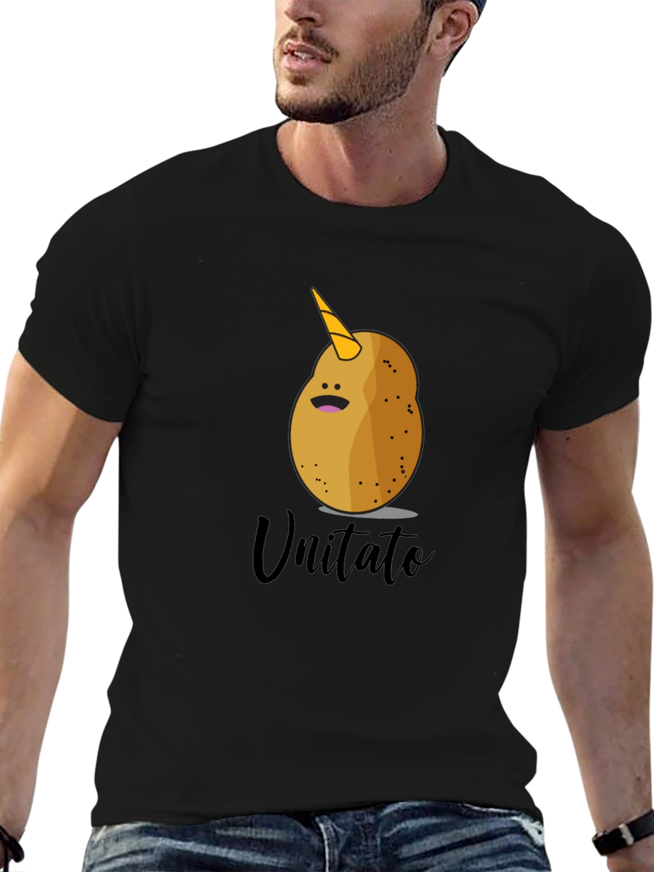Black Unicorn Potato Graphic T-Shirt - Funny & Unique! view 6