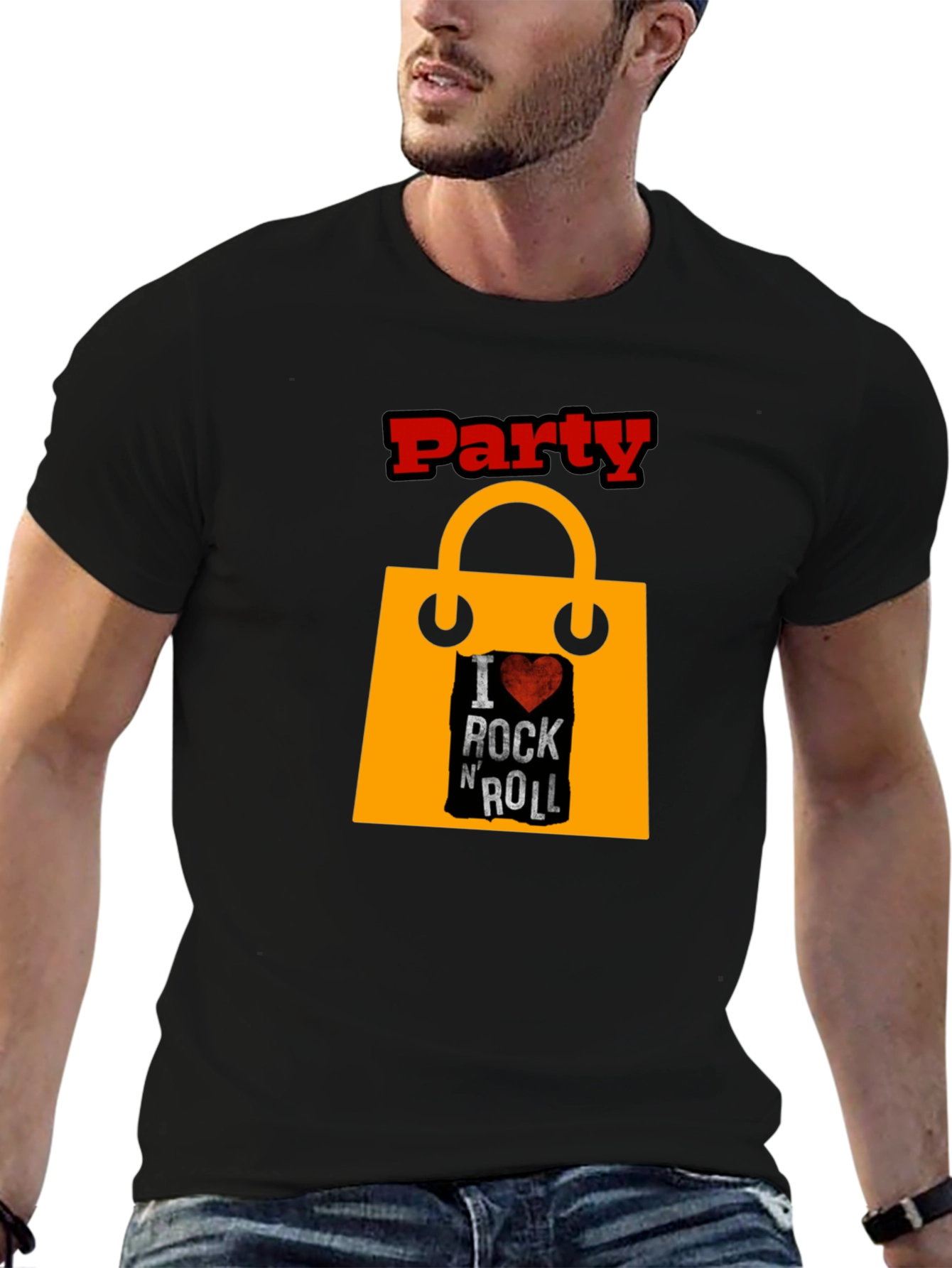 Black Party Rock N Roll Graphic Tee - Black view 6