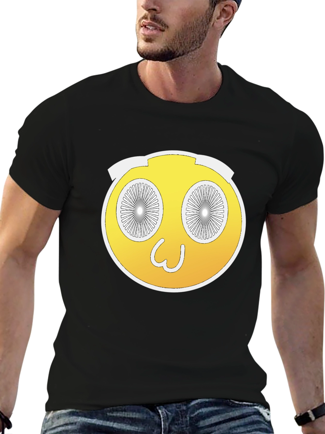 Black Wacky Yellow Emoji T-Shirt - Fun and Unique Design view 6