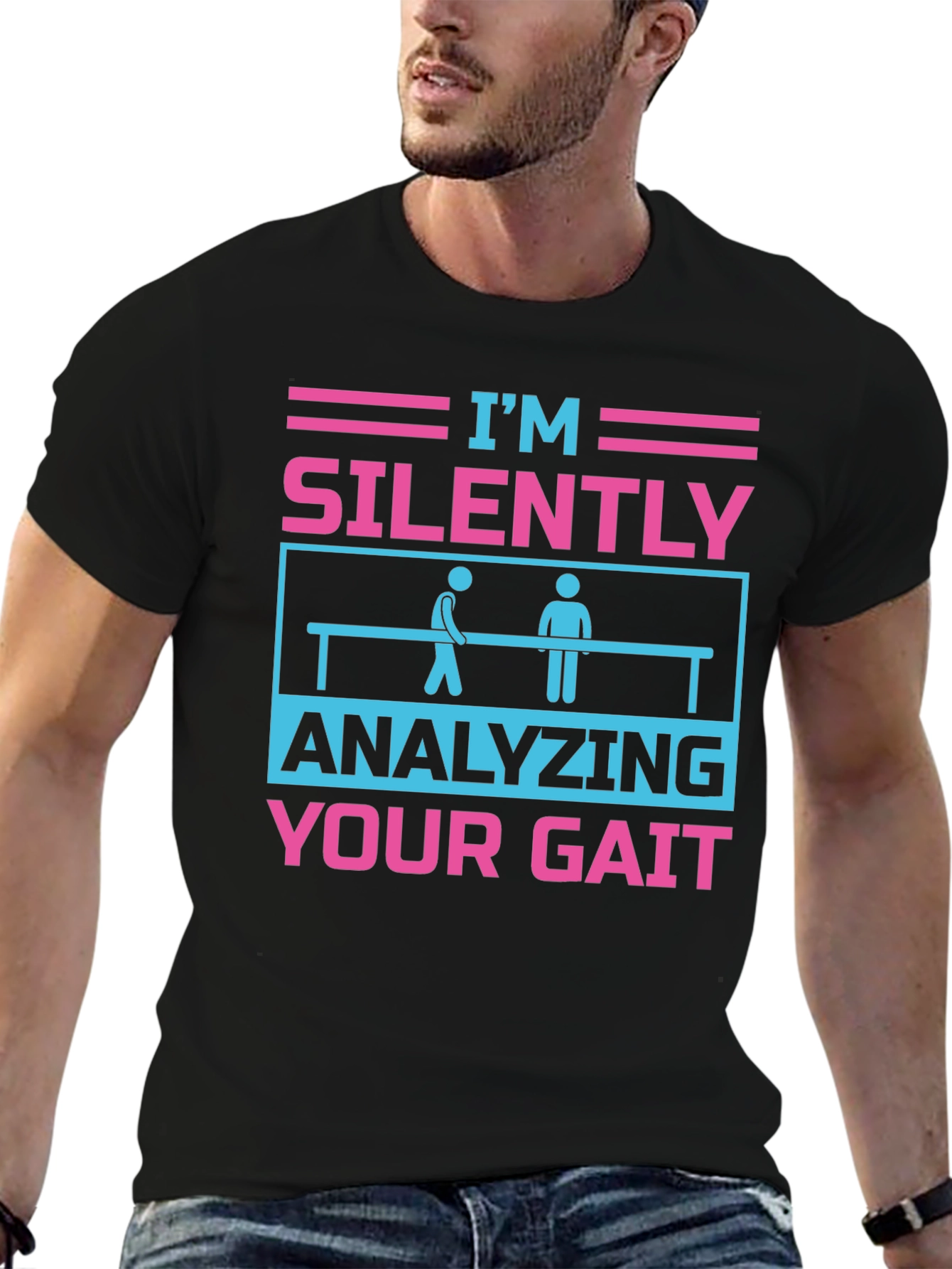 Black Analyzing Your Gait T-Shirt view 6