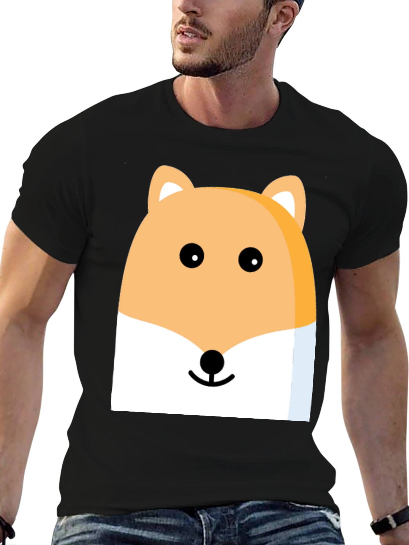 Black Cute Cartoon Animal Graphic Tee view 6