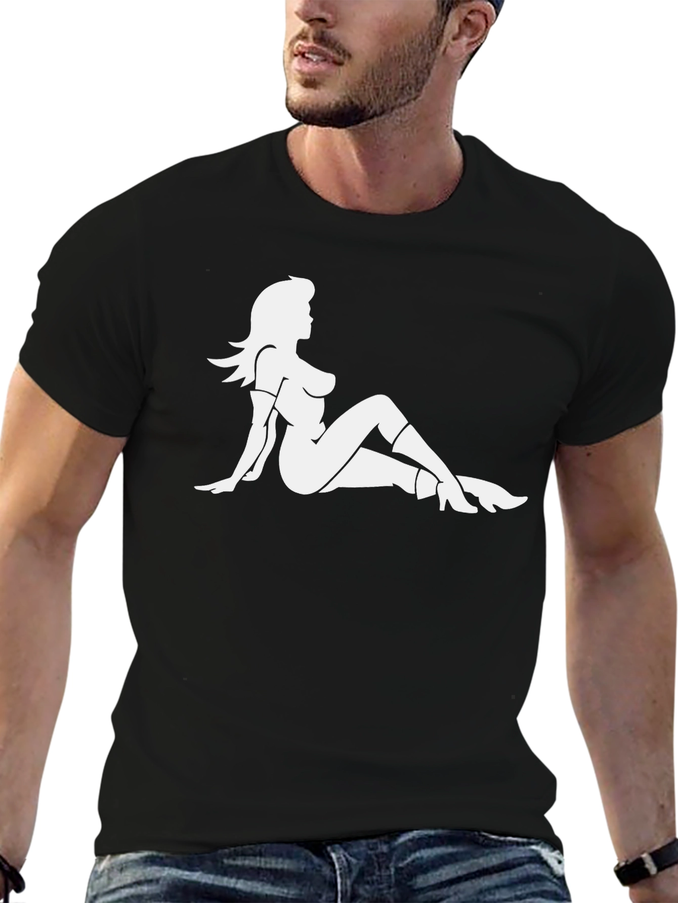 Black Silhouette Graphic Black T-Shirt view 6