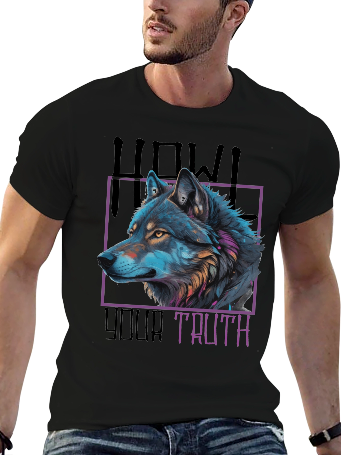 Black Howl Your Truth Wolf Graphic Tee - Black view 6