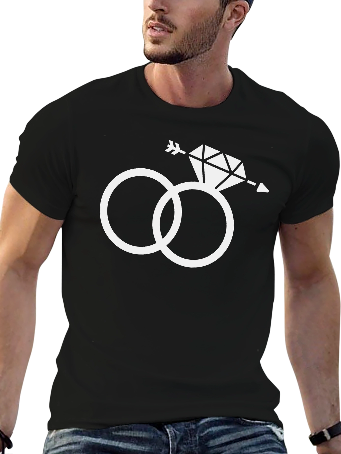Black Arrow Through Diamond Ring Graphic T-Shirt view 6