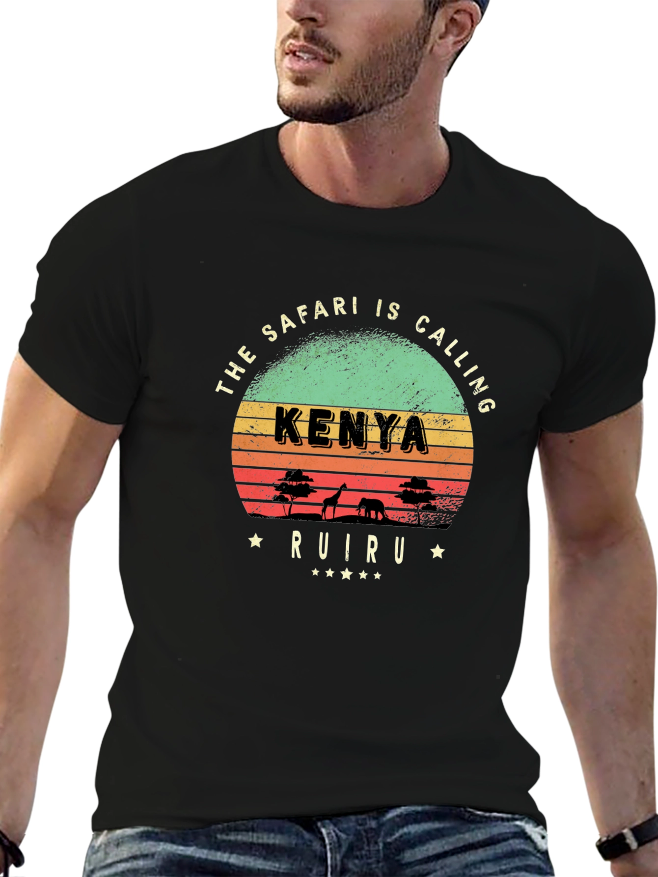 Black Kenya Safari Graphic T-Shirt view 6