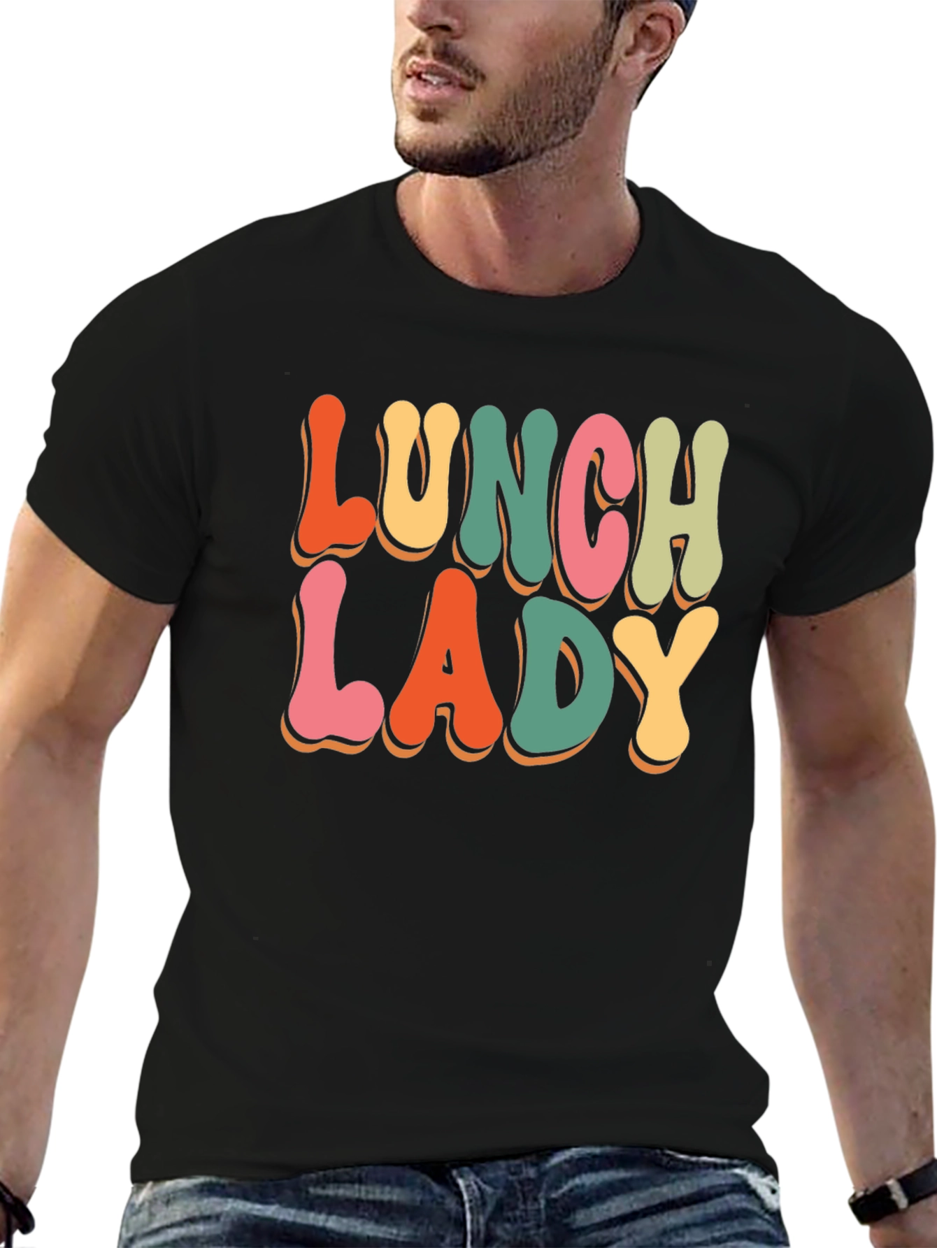 Black Lunch Lady Retro T-Shirt view 6