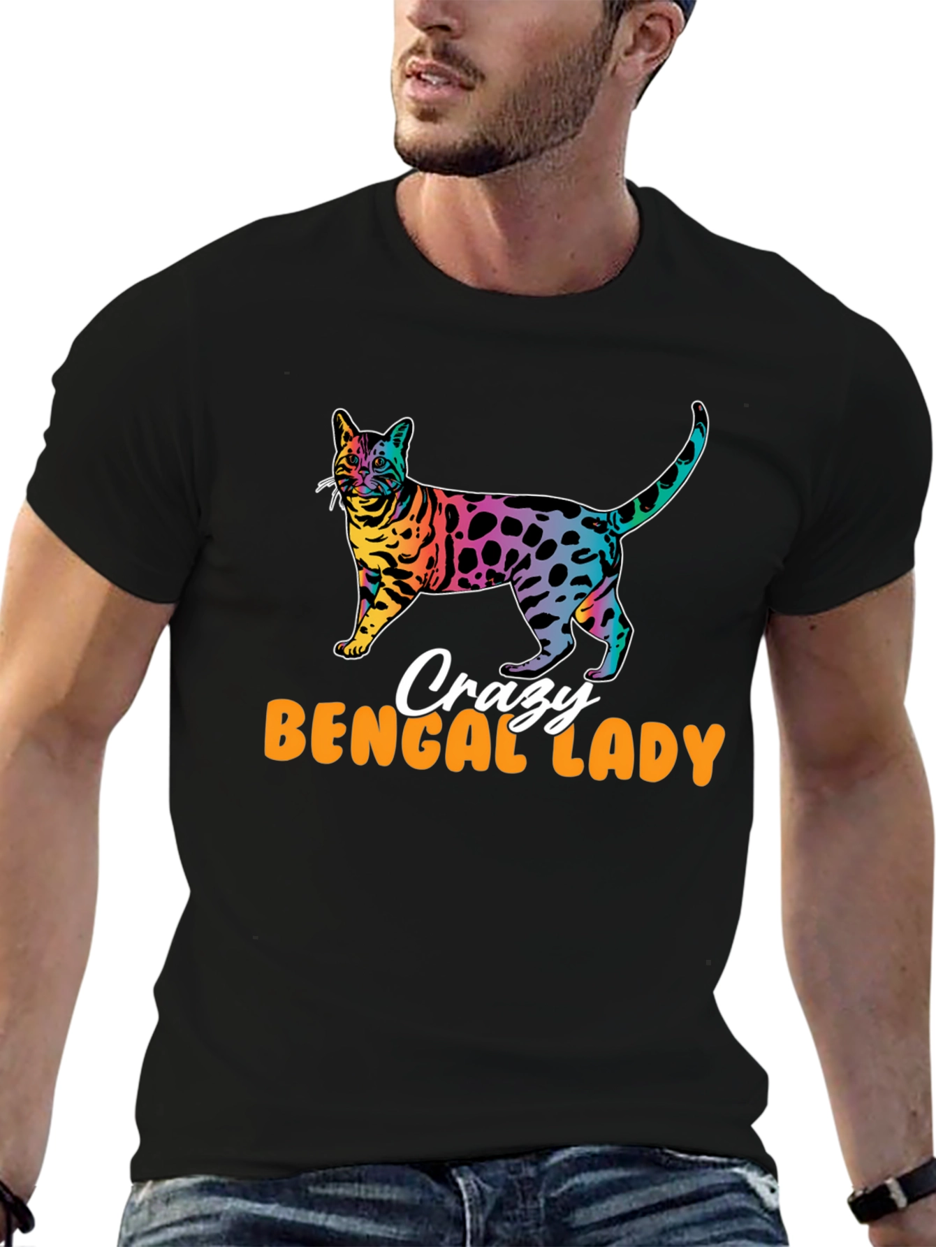 Black Crazy Bengal Lady T-Shirt view 6