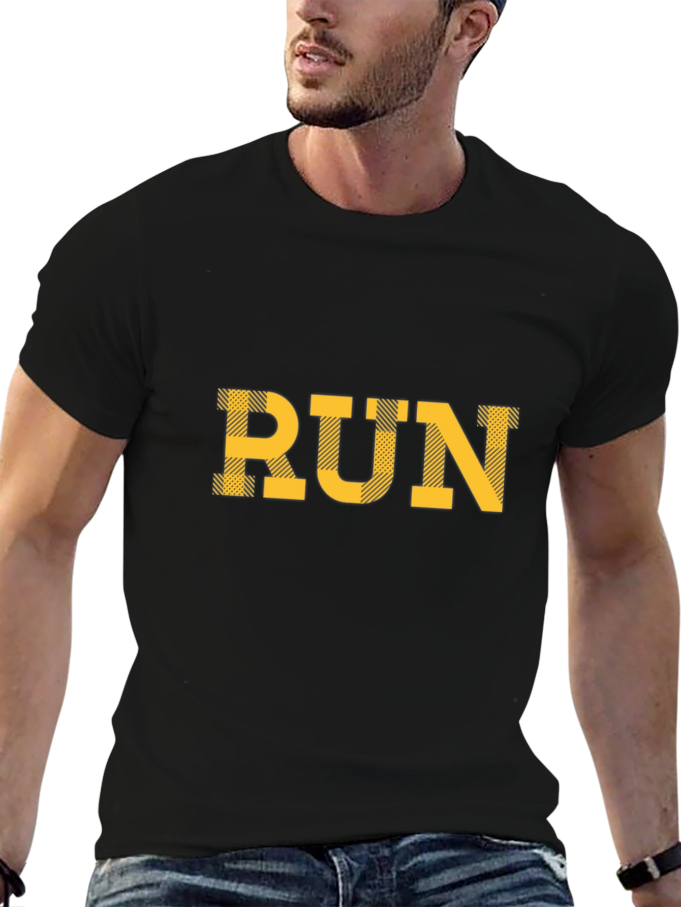 Black RUN Graphic Black T-Shirt view 6