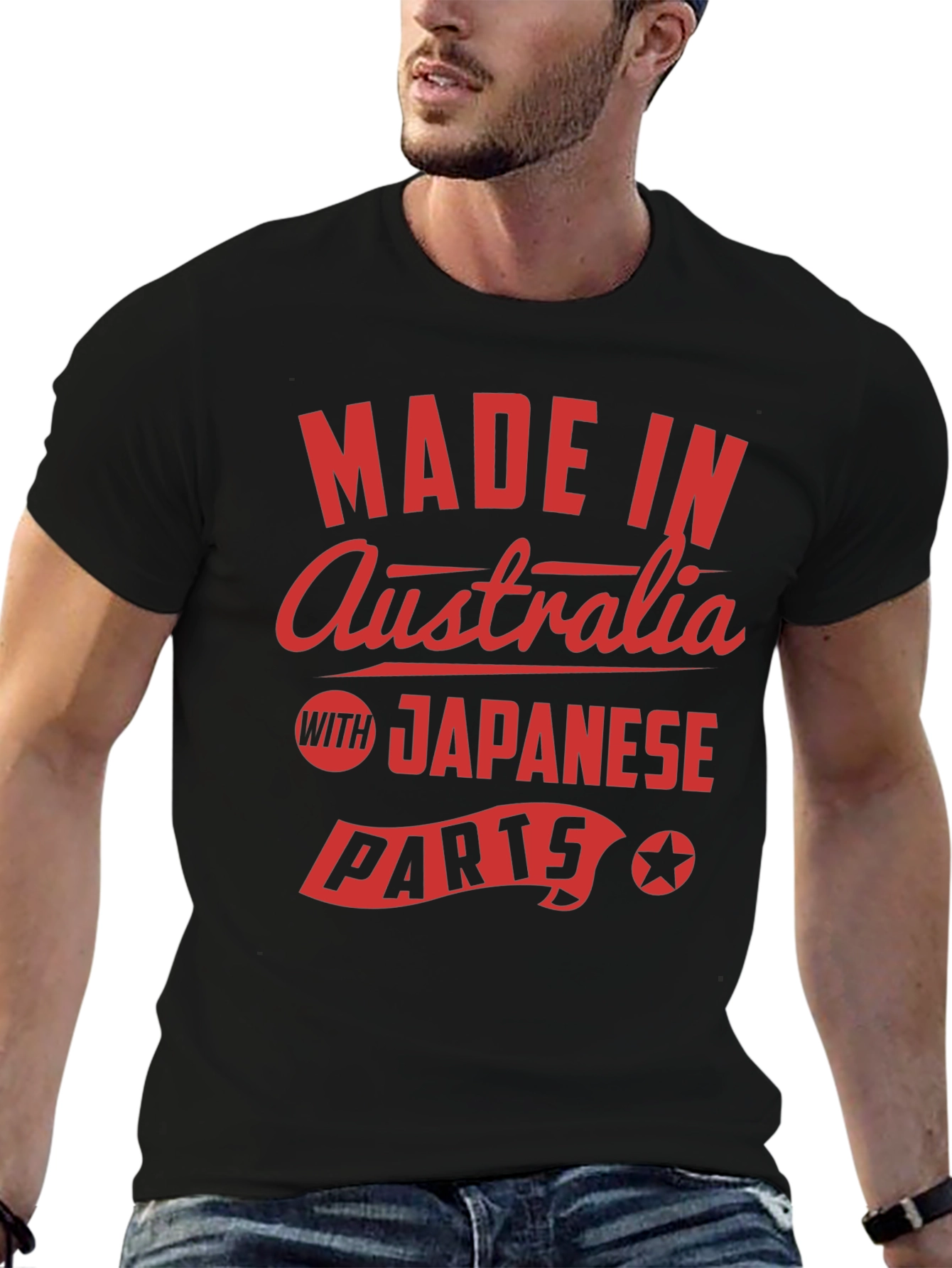 Black Made In Australia with Japanese Parts T-Shirt view 6
