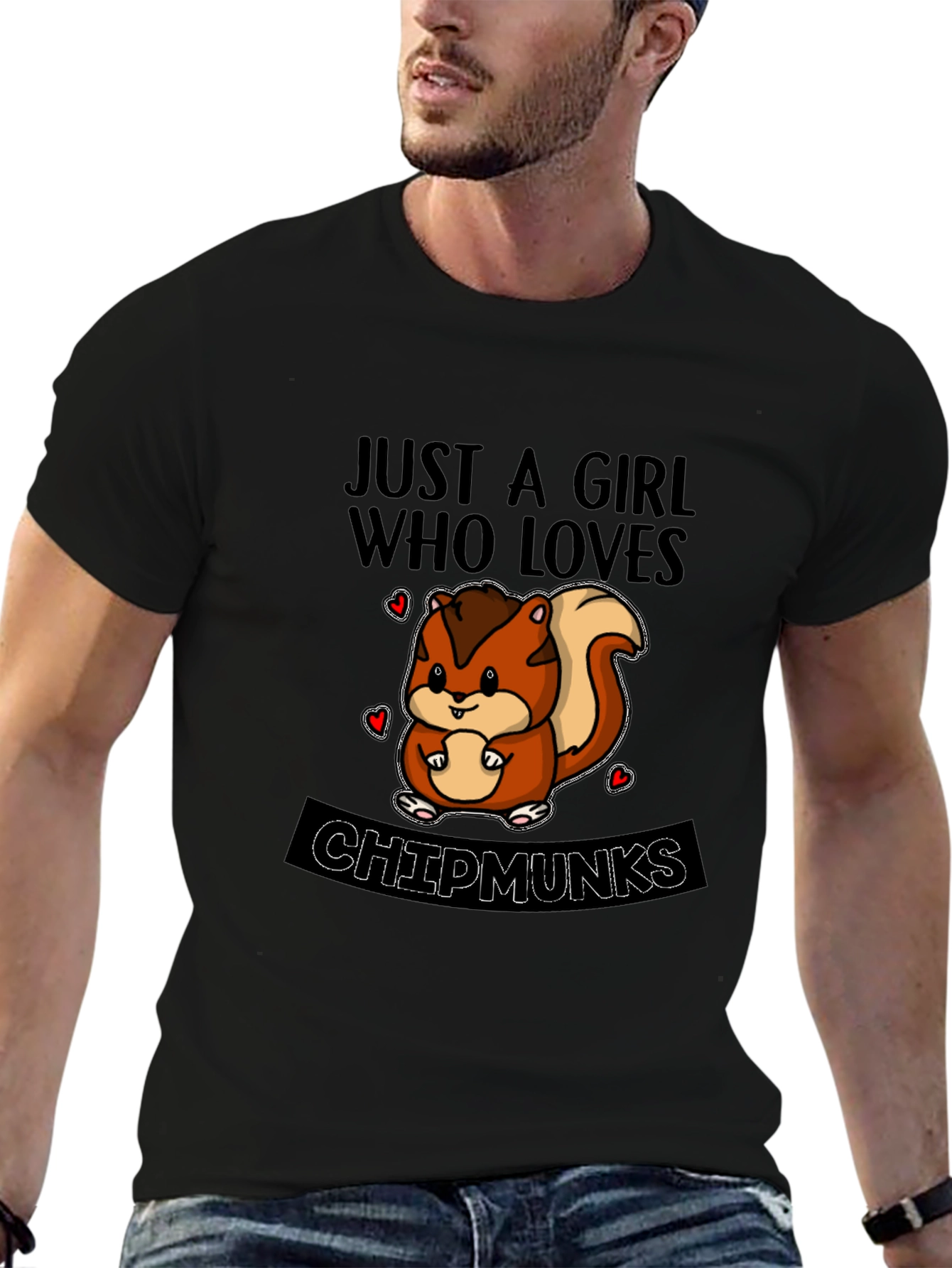 Black Cute Chipmunks Lover T-Shirt view 6
