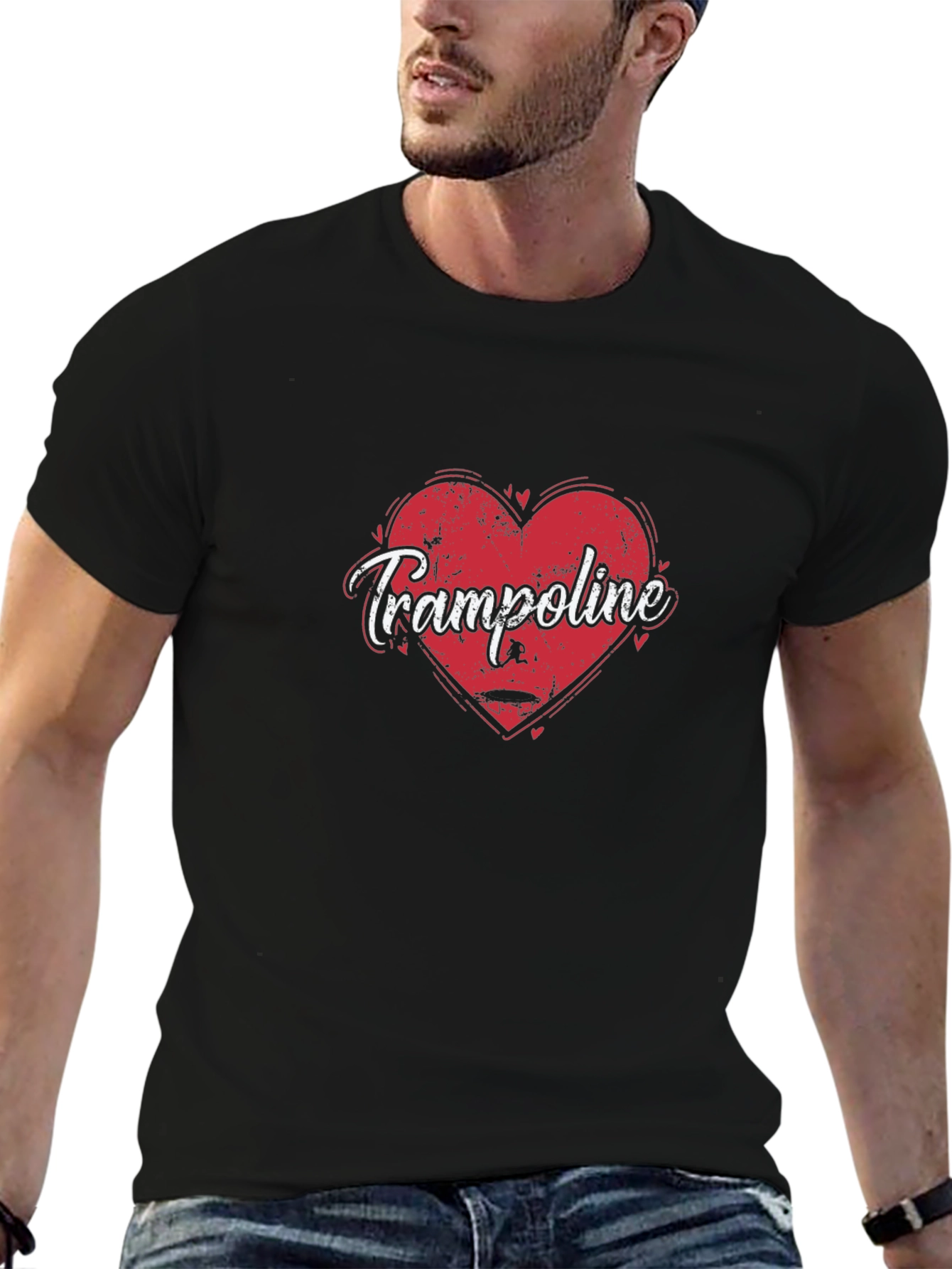 Black Trampoline Heart Graphic Tee - Soft Black Cotton view 6