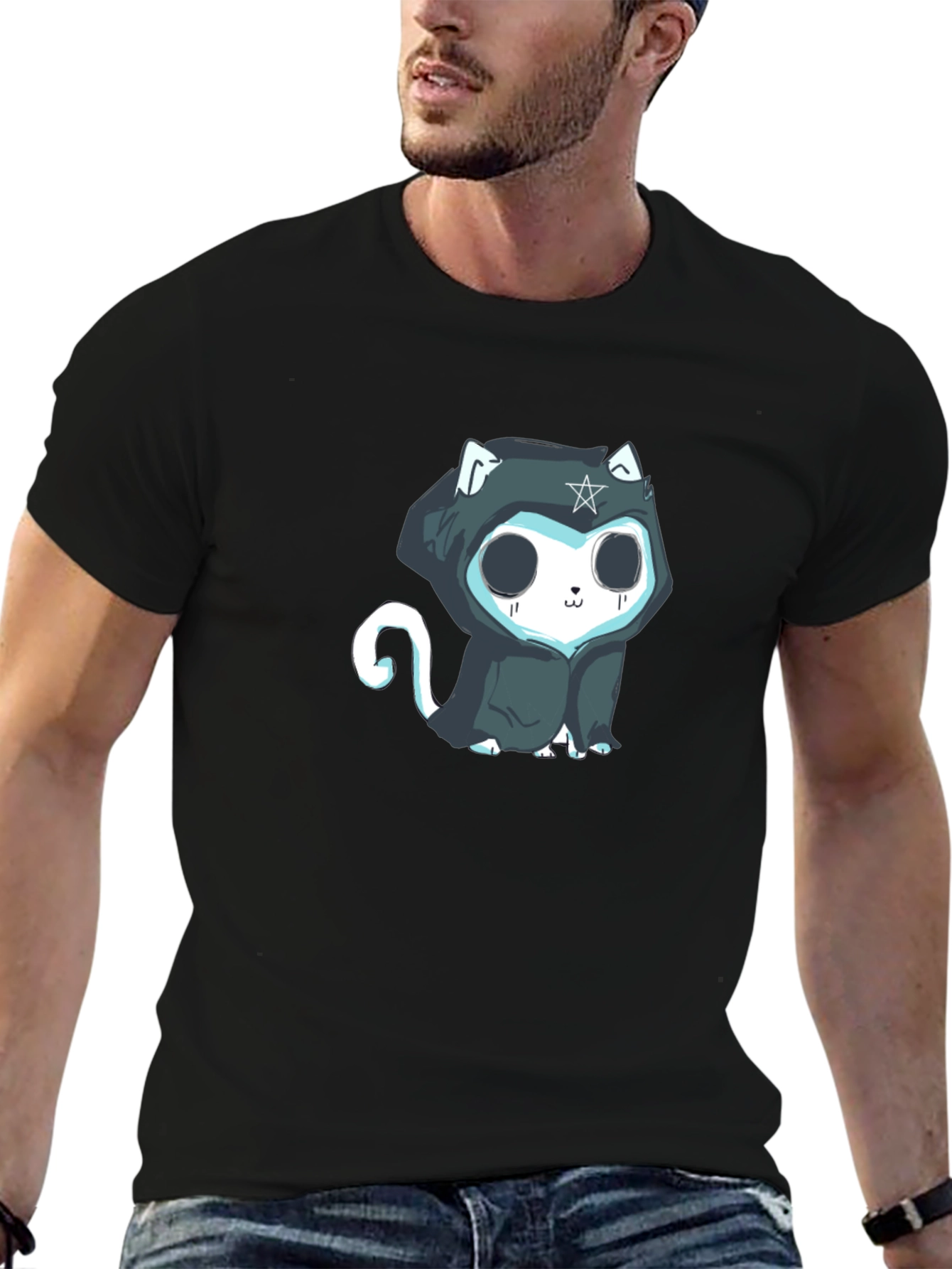 Black Gothic Cat T-Shirt view 6