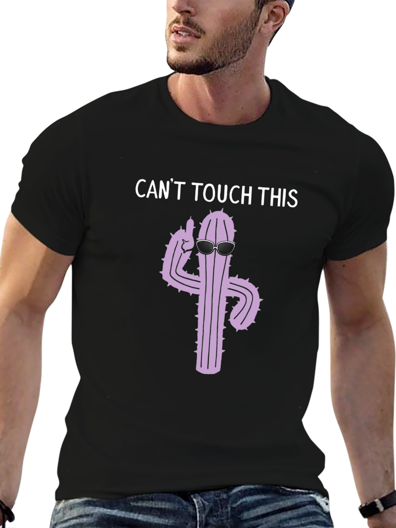 Black Can't Touch This Cactus Graphic T-Shirt view 6