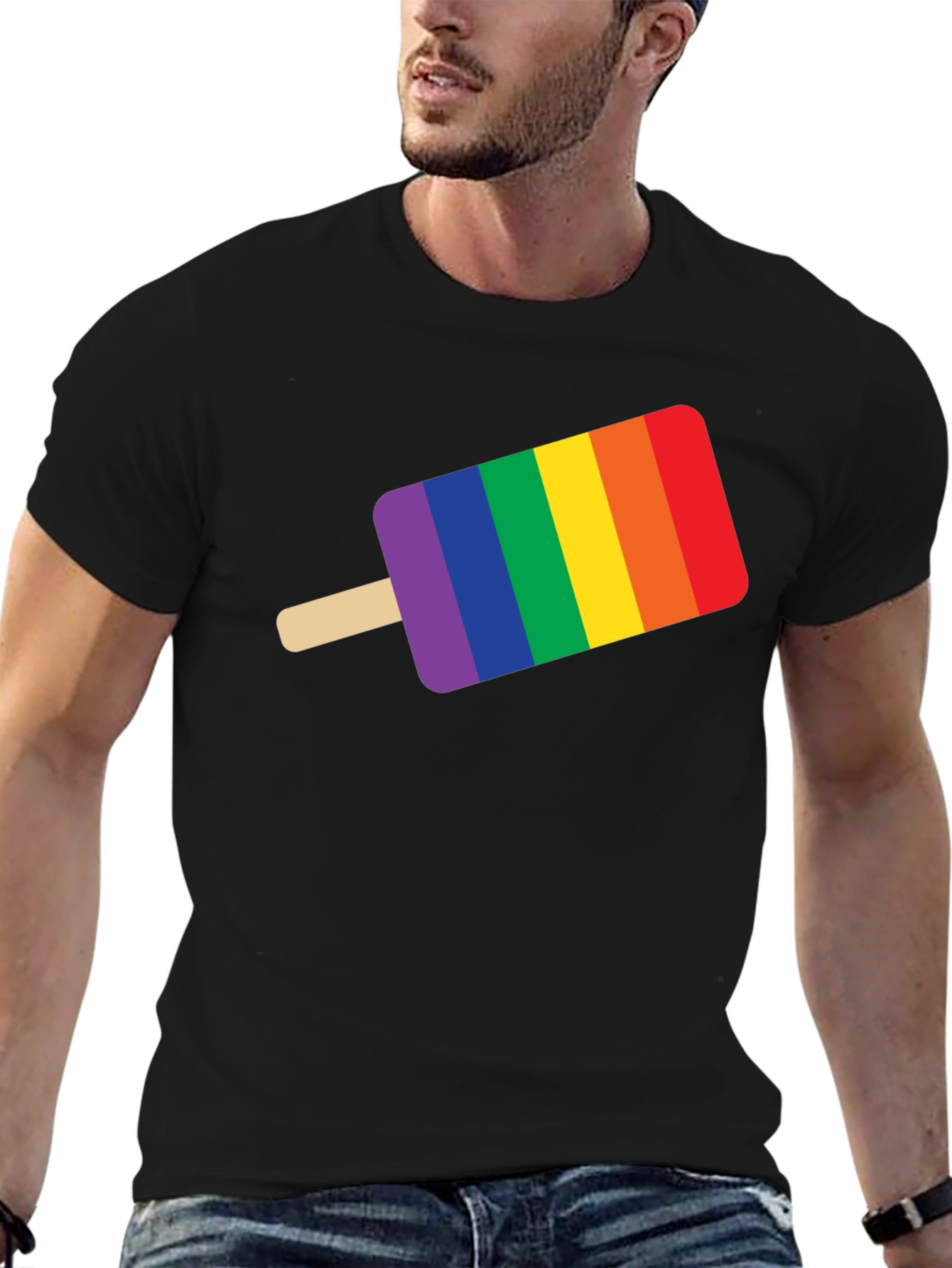 Black Pride Popsicle Graphic Tee - Black Cotton T-Shirt view 6