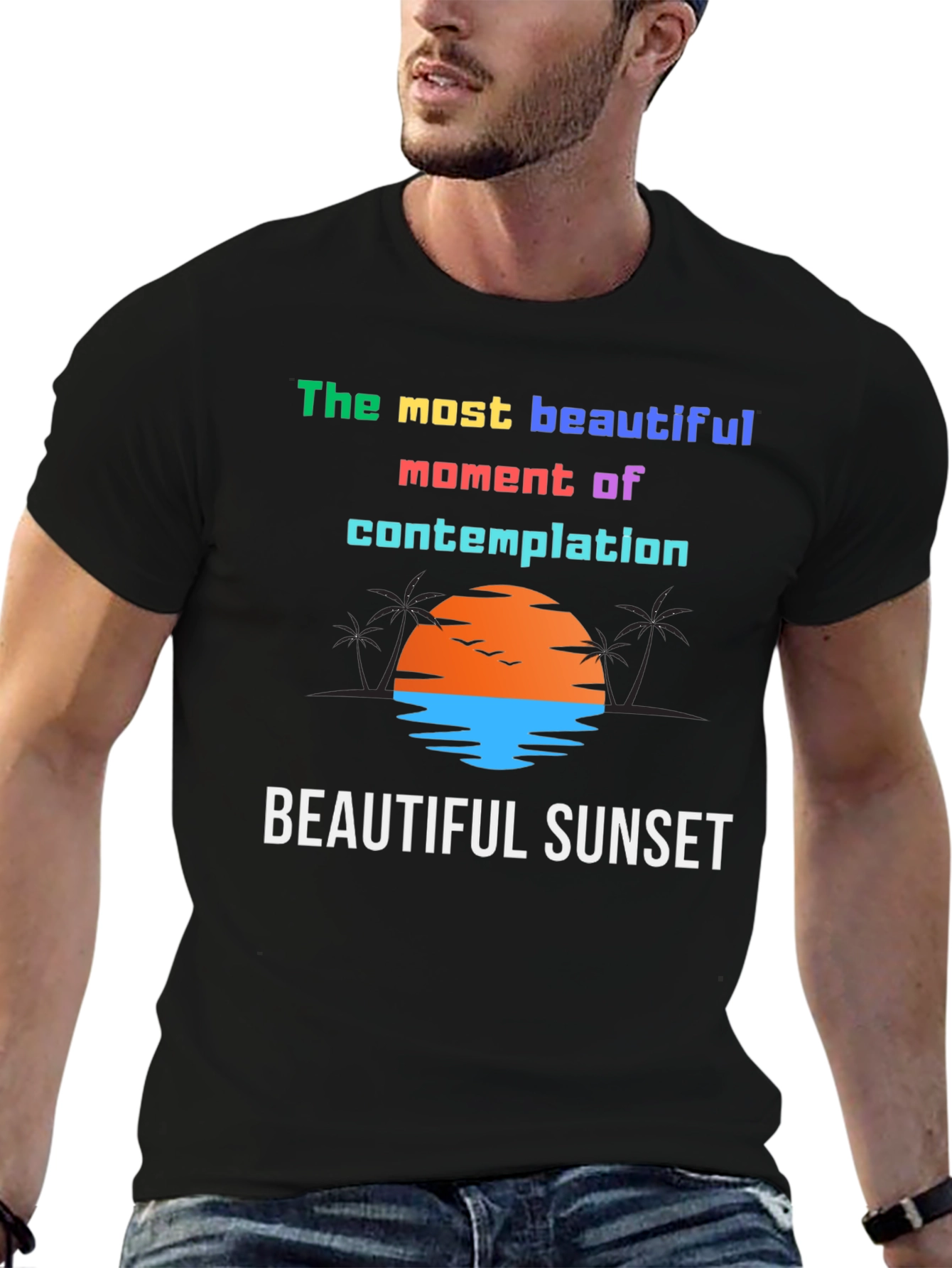 Black Beautiful Sunset Graphic T-Shirt view 6