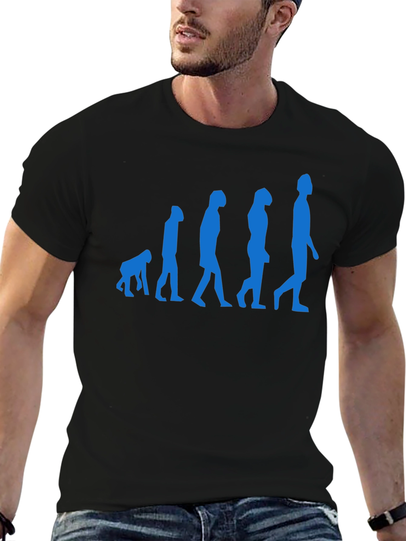 Black Evolution of Man Black Graphic Tee view 6