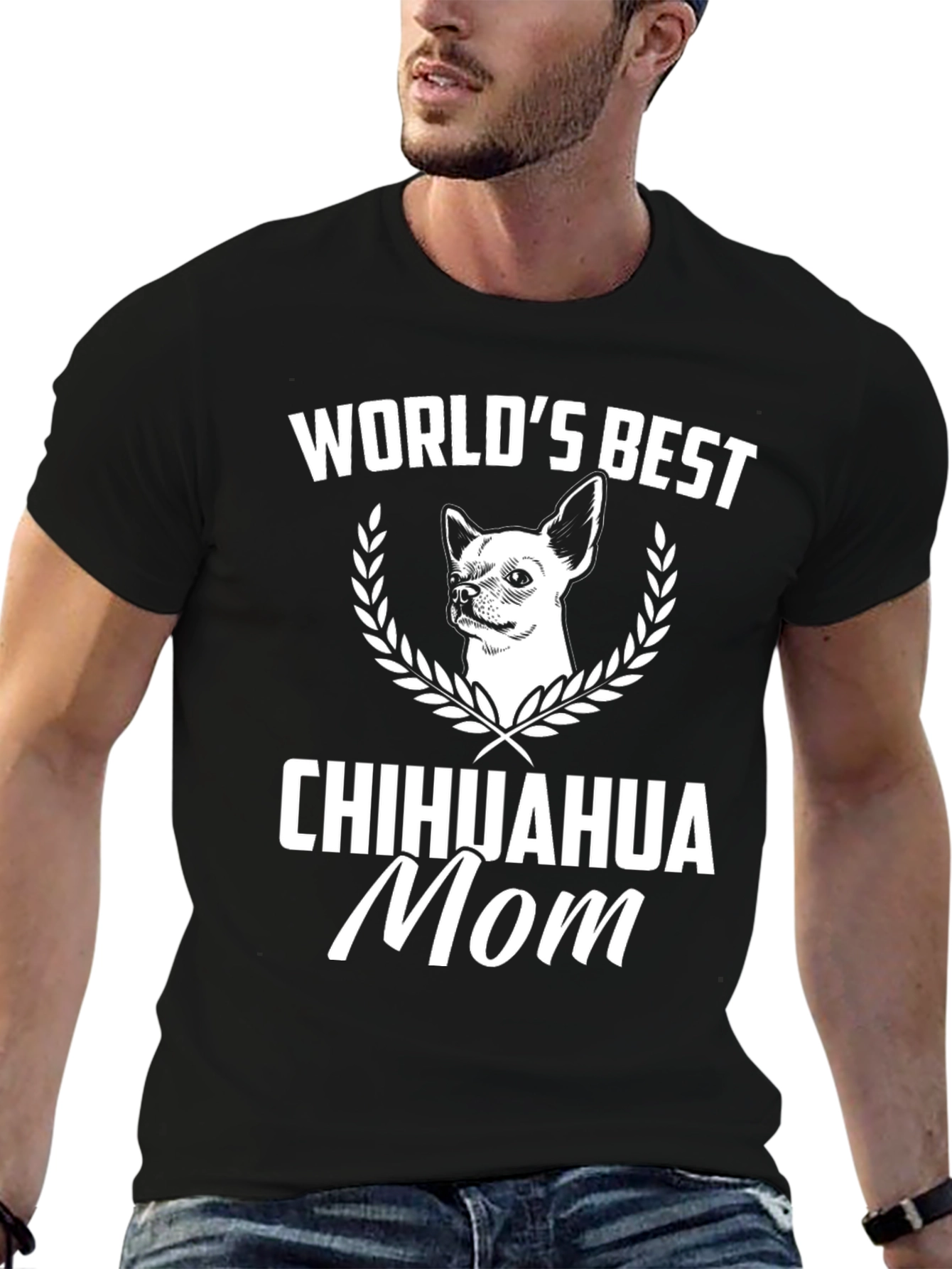 Black World's Best Chihuahua Mom T-Shirt view 6