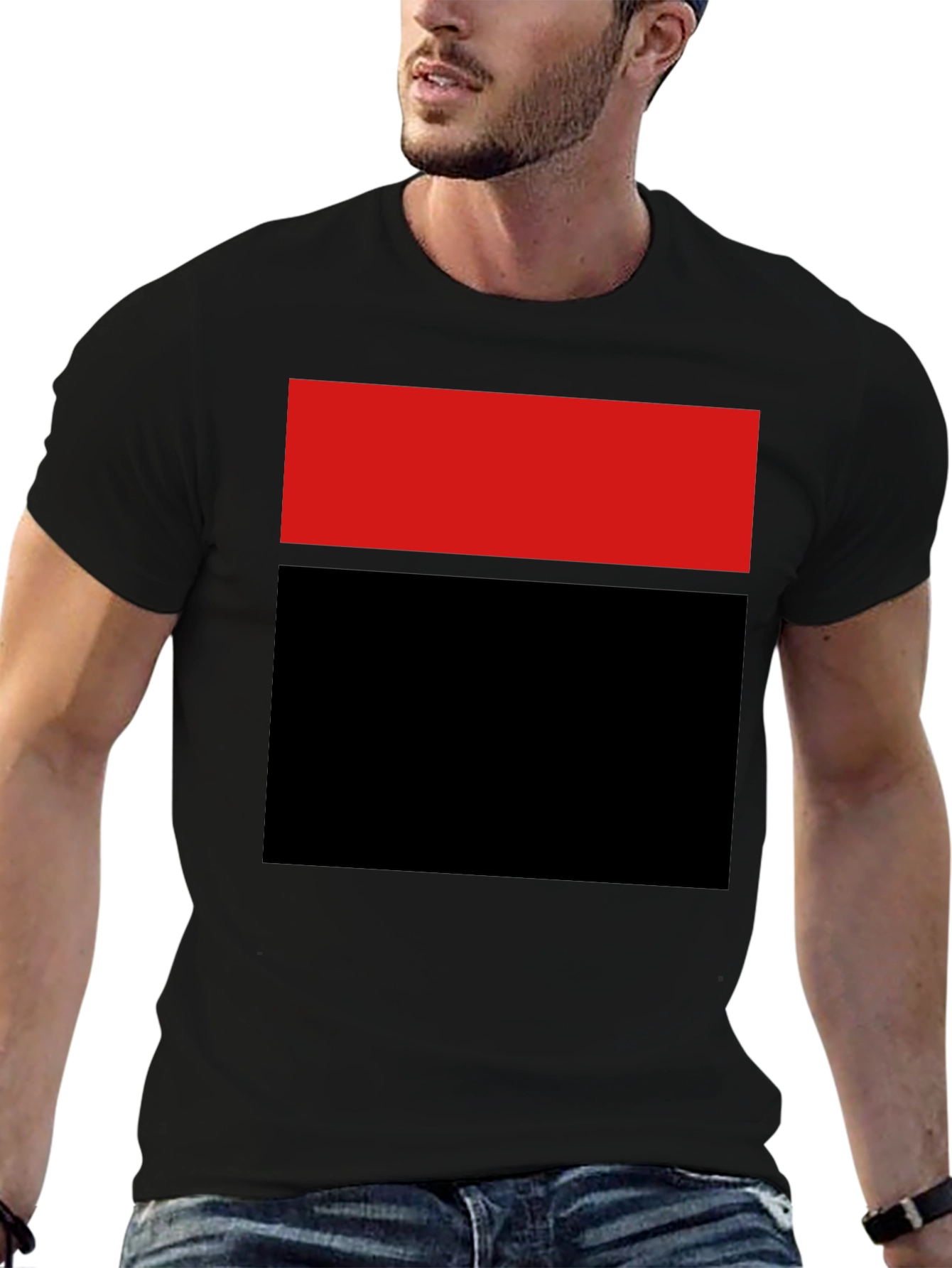 Black Bold Blocked Tee - Red and Black Graphic T-Shirt view 6