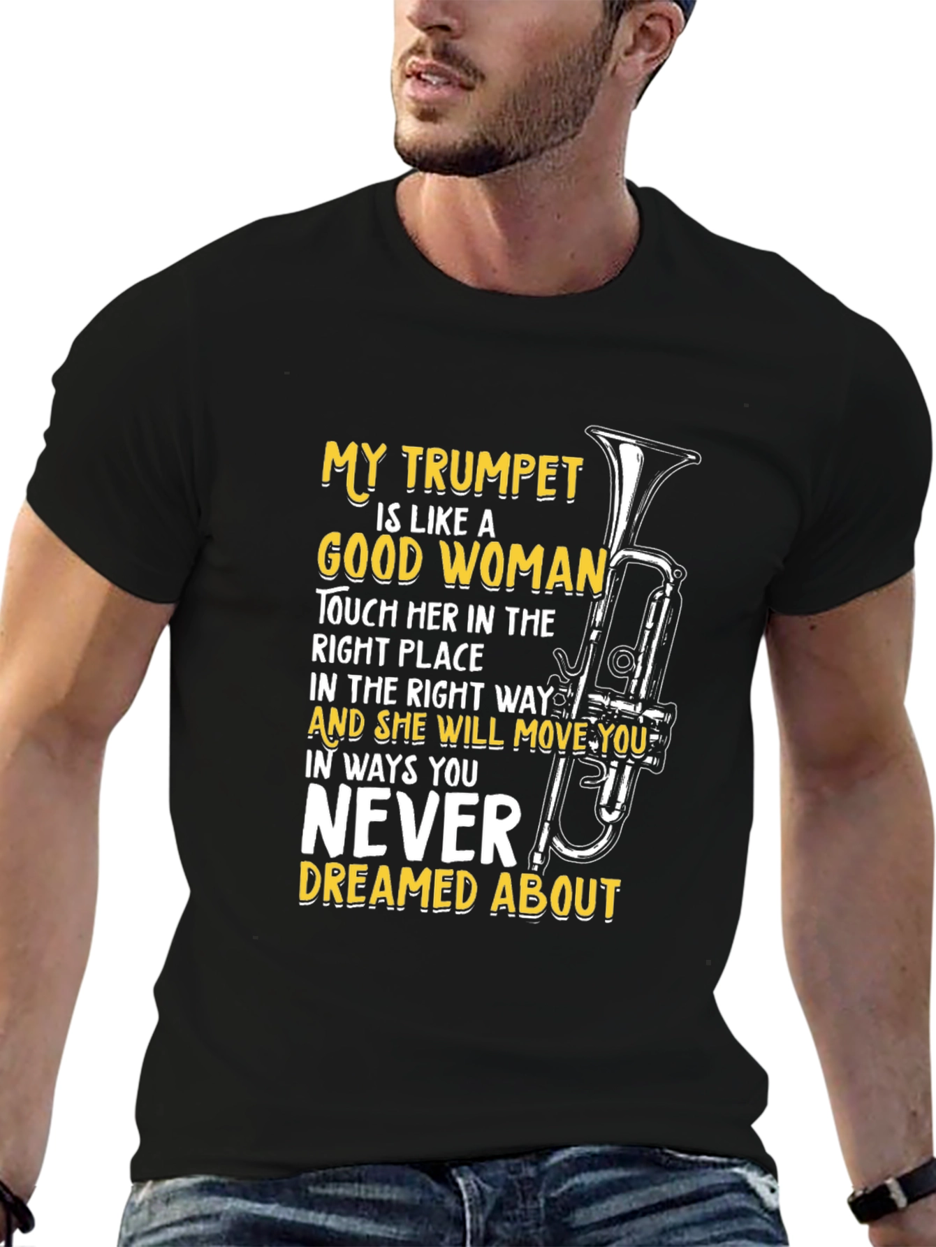 Black Trumpet Lover T-Shirt: Good Woman Music Tee view 6