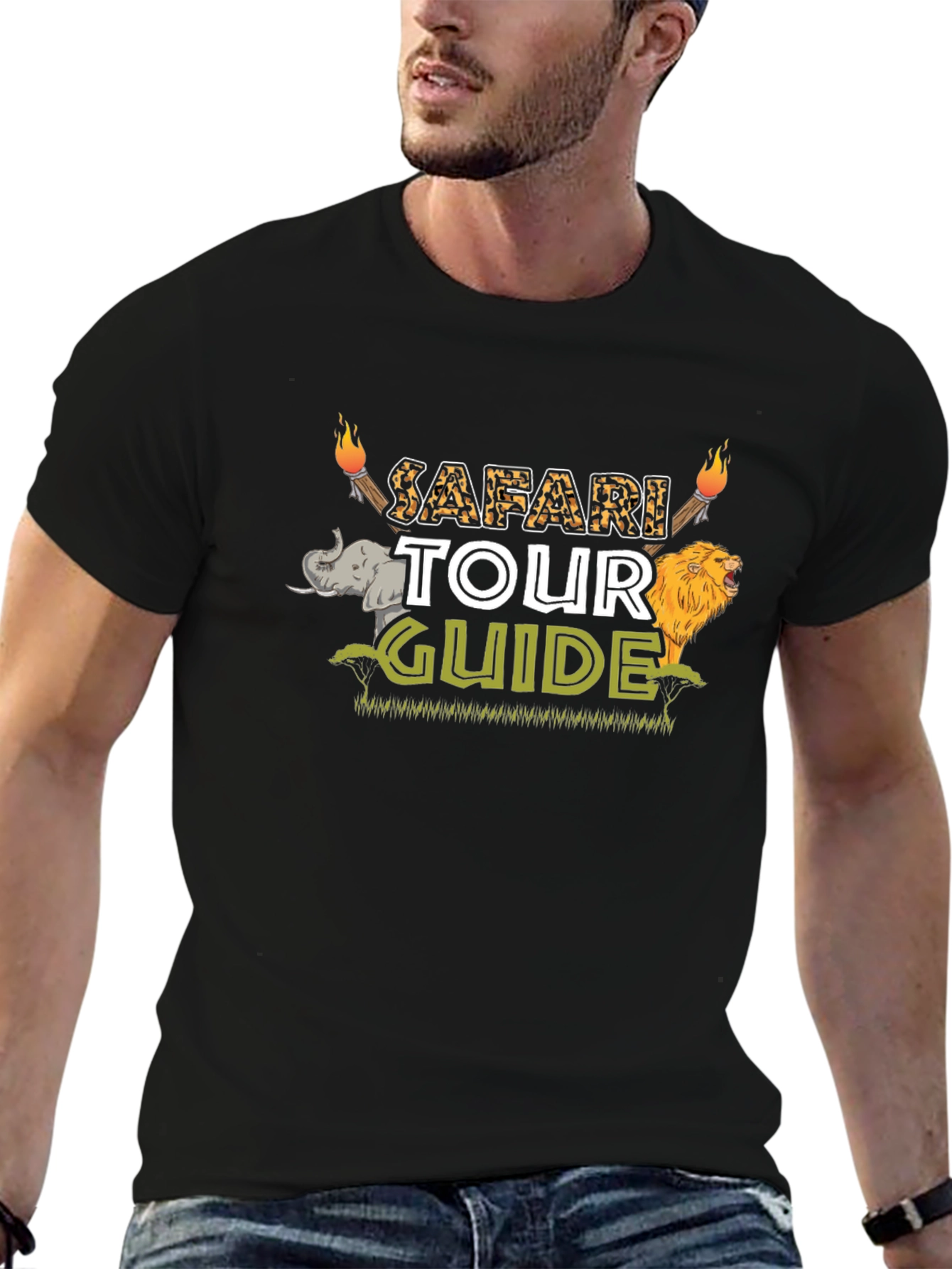 Black Safari Tour Guide Graphic Tee view 6