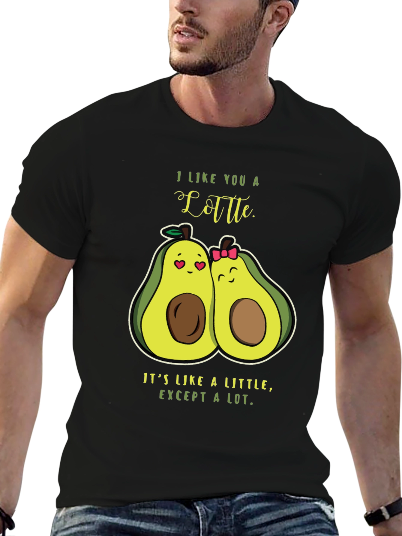 Black Avocado Love T-Shirt - "I Like You a Latte" Pun Shirt view 6