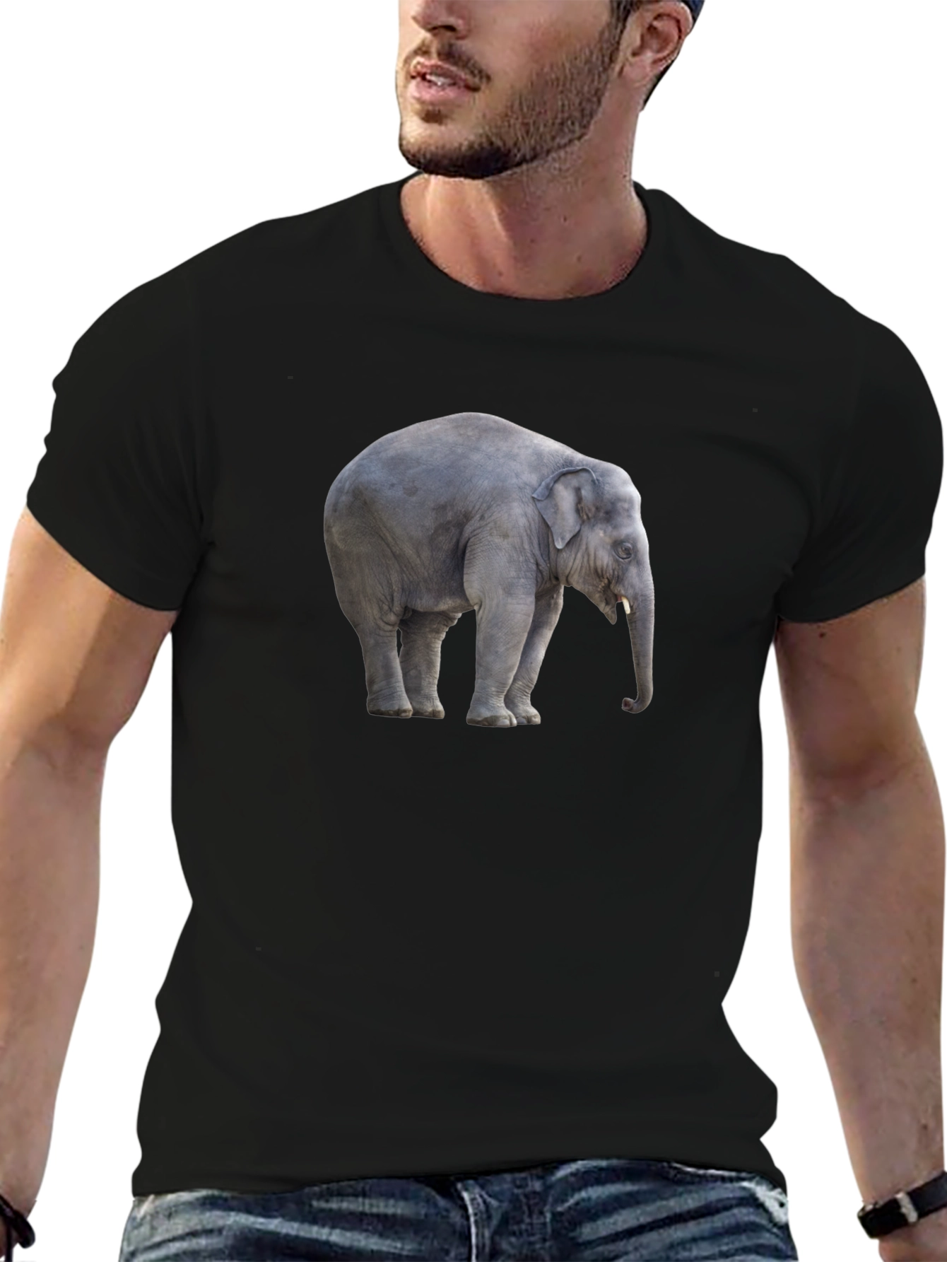 Black Elephant Graphic Tee - Stylish Black Cotton T-Shirt view 6